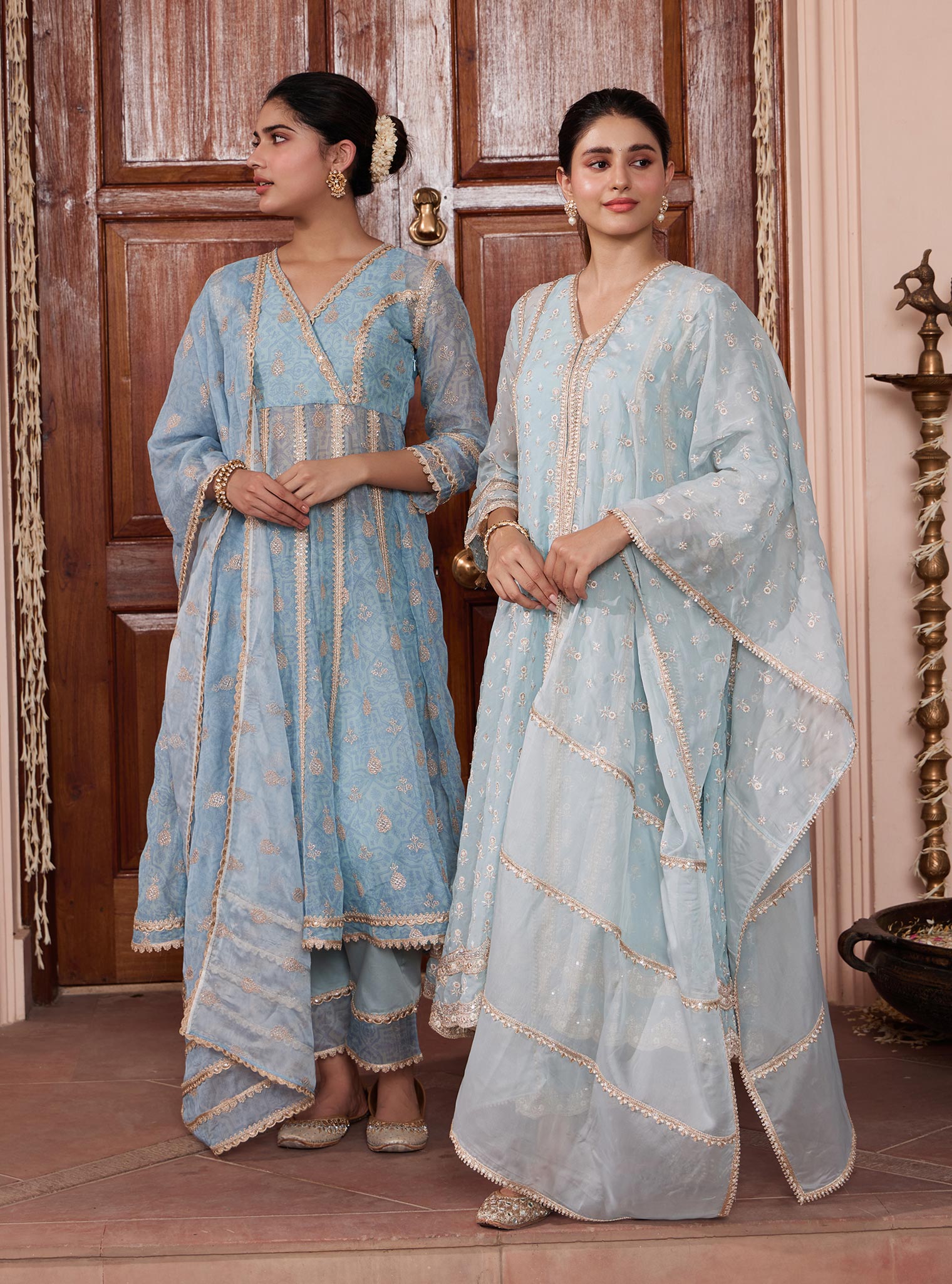 Smera Organza Blue Anarkali Kurta Set