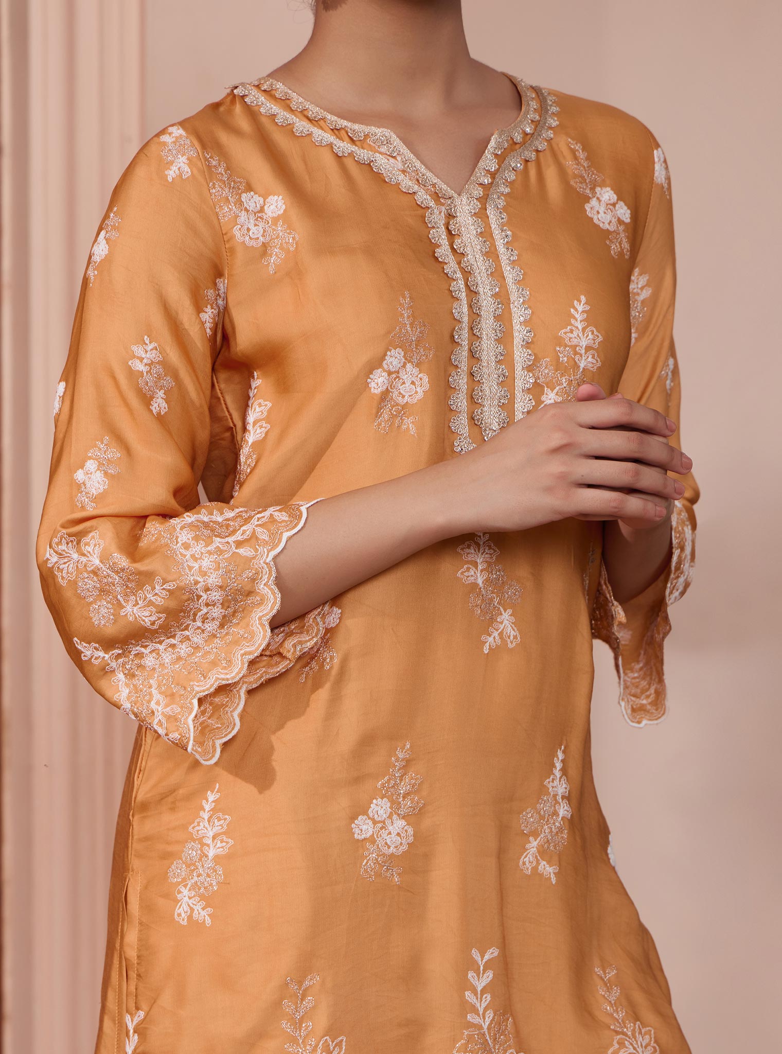 Siya Cupro Orange Kurta Set