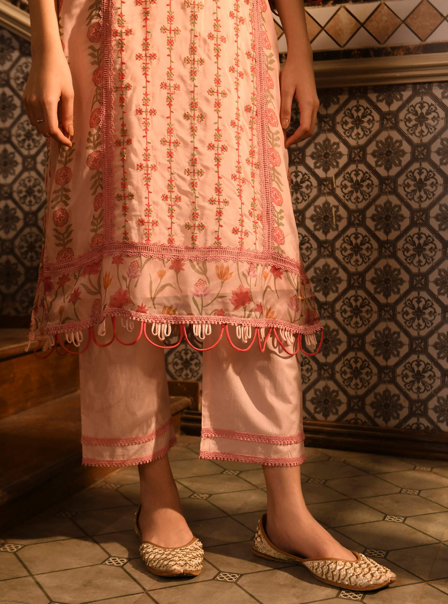 Padmini Organza Pink Kurta Set
