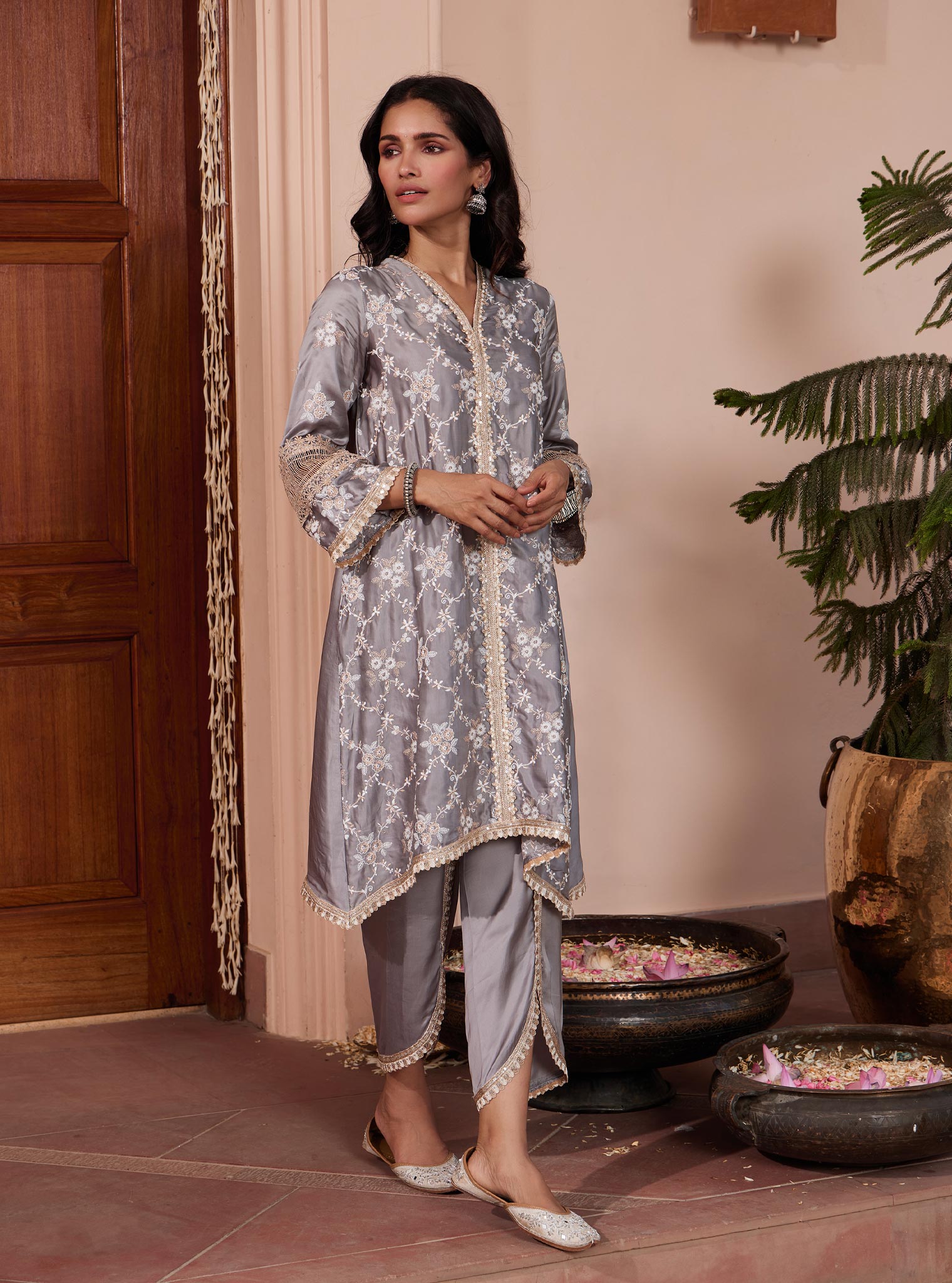 Dvija Cupro Grey Kurta Set
