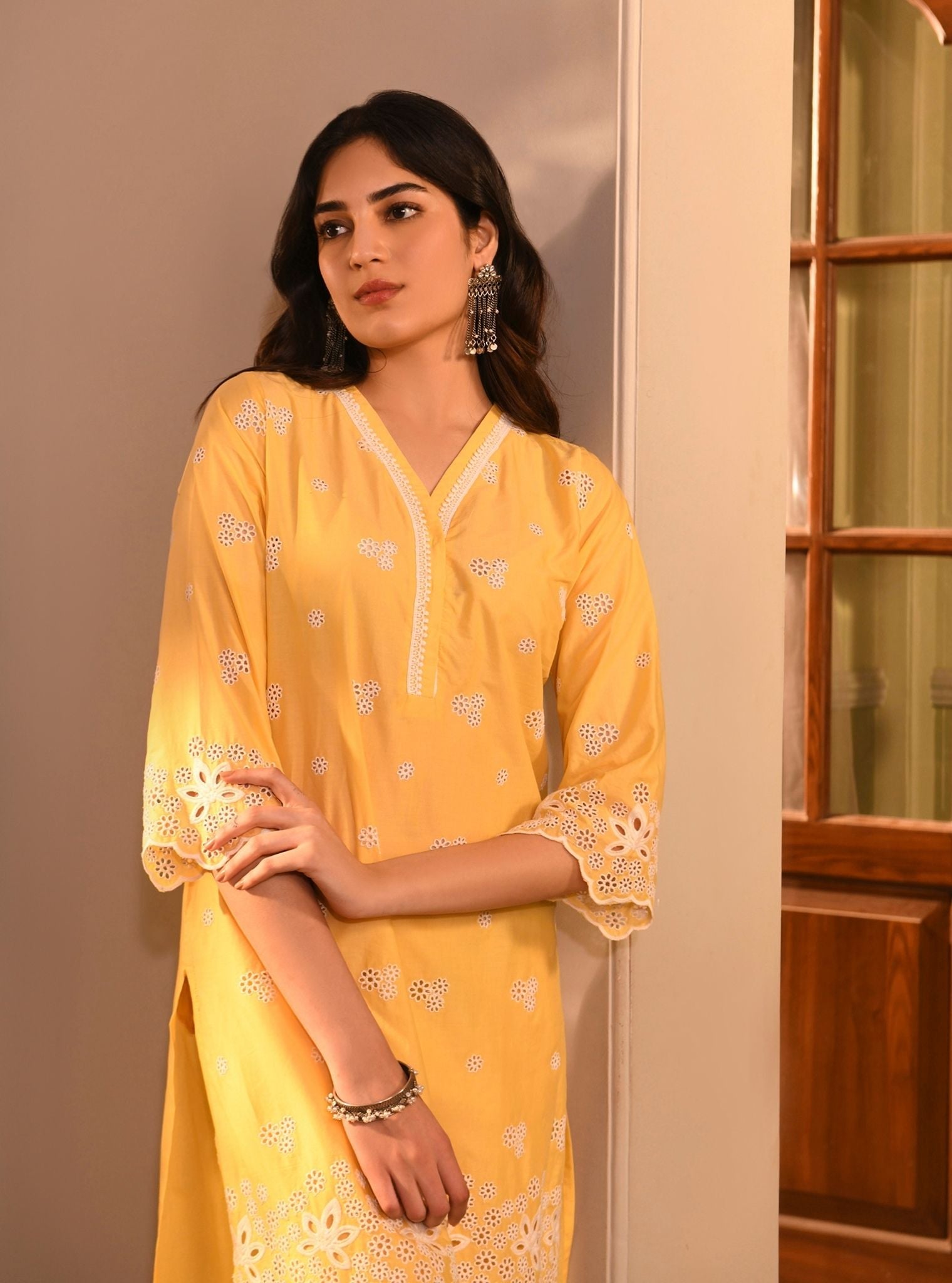 Effat Supima Cotton Yellow Kurta Set