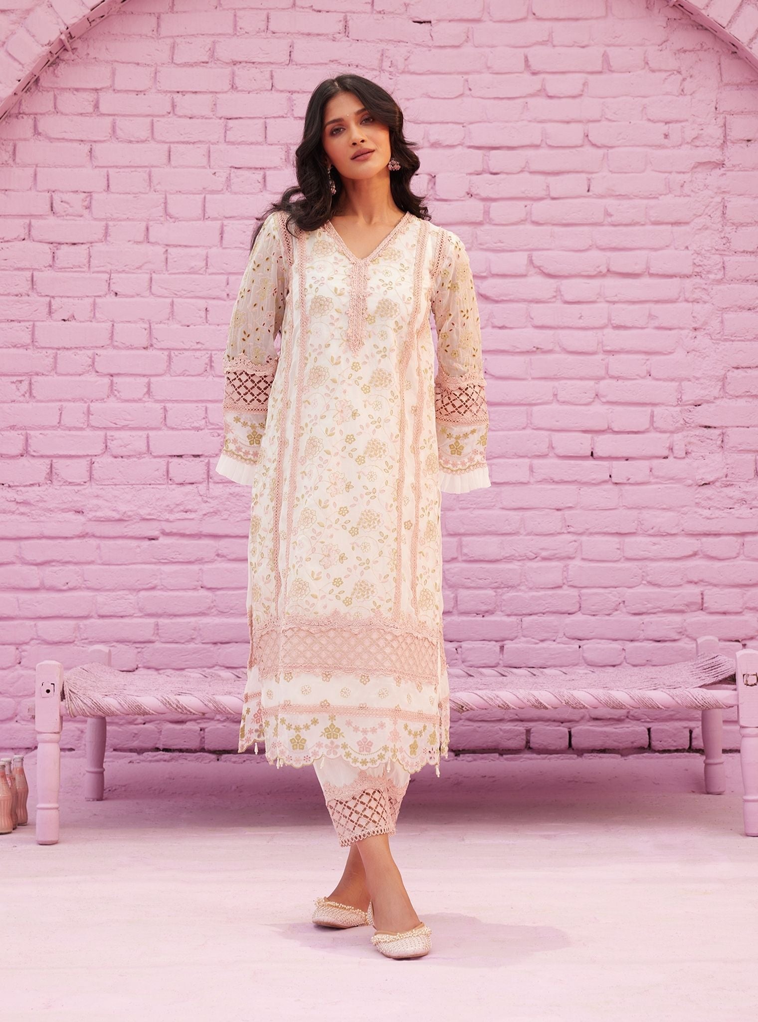 Venus Organza Off White Kurta Set