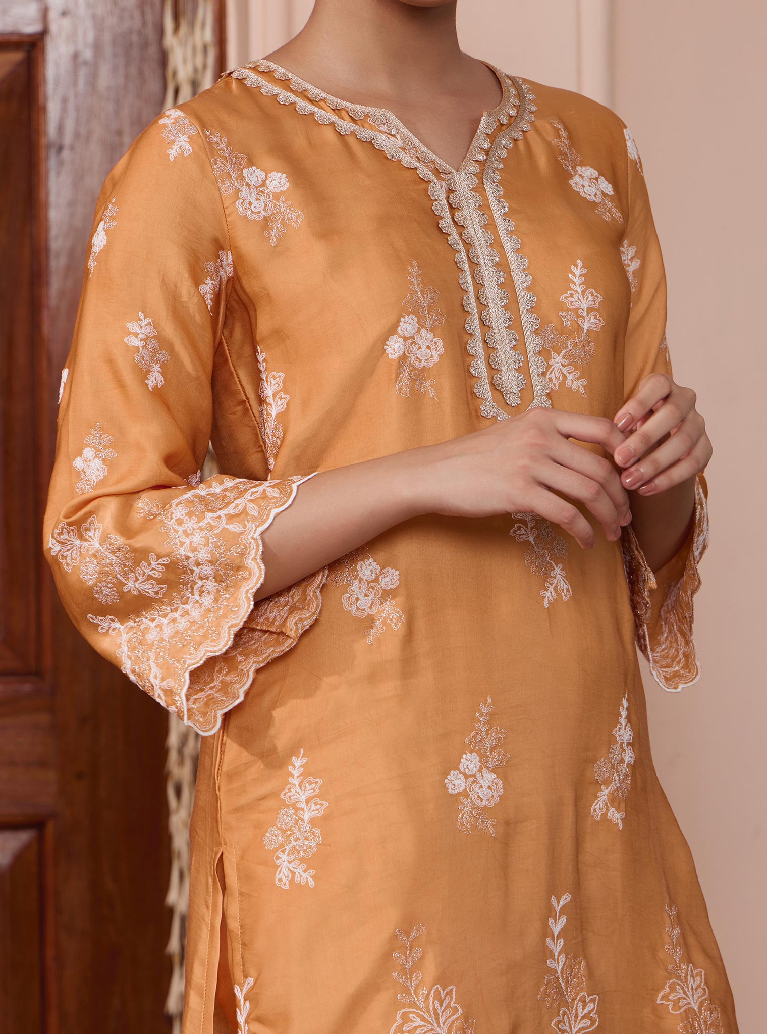 Siya Cupro Orange Kurta Set