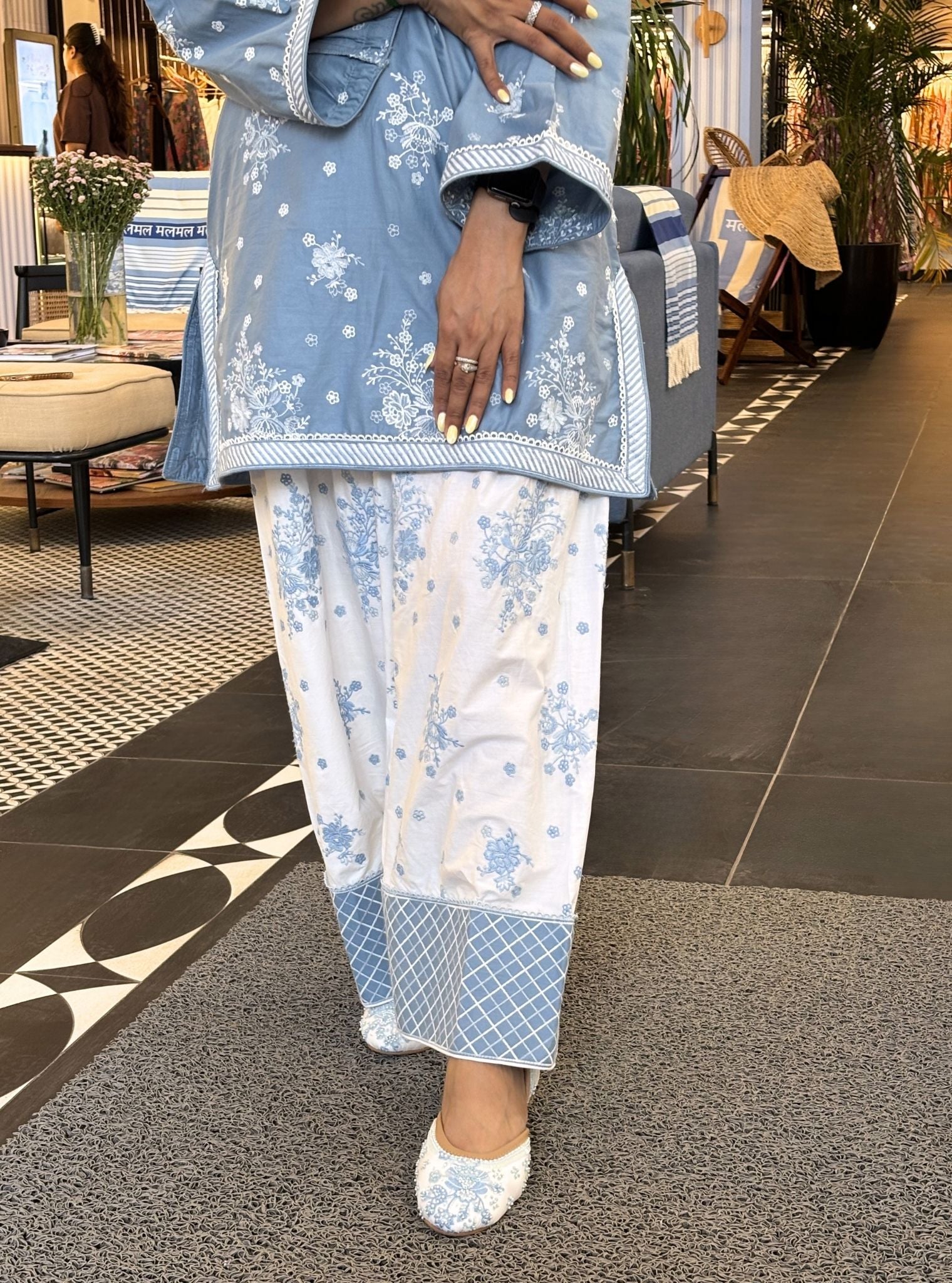 Valence Supima Cotton Blue Kurta Set