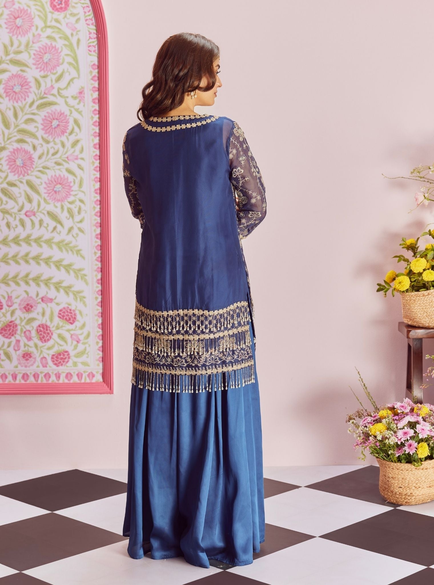 Raag Organza Navy Kurta Set
