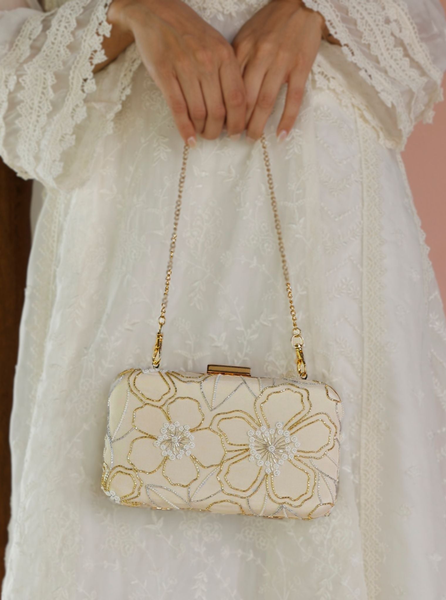 Mulmul Kamya Gold Clutch Bag