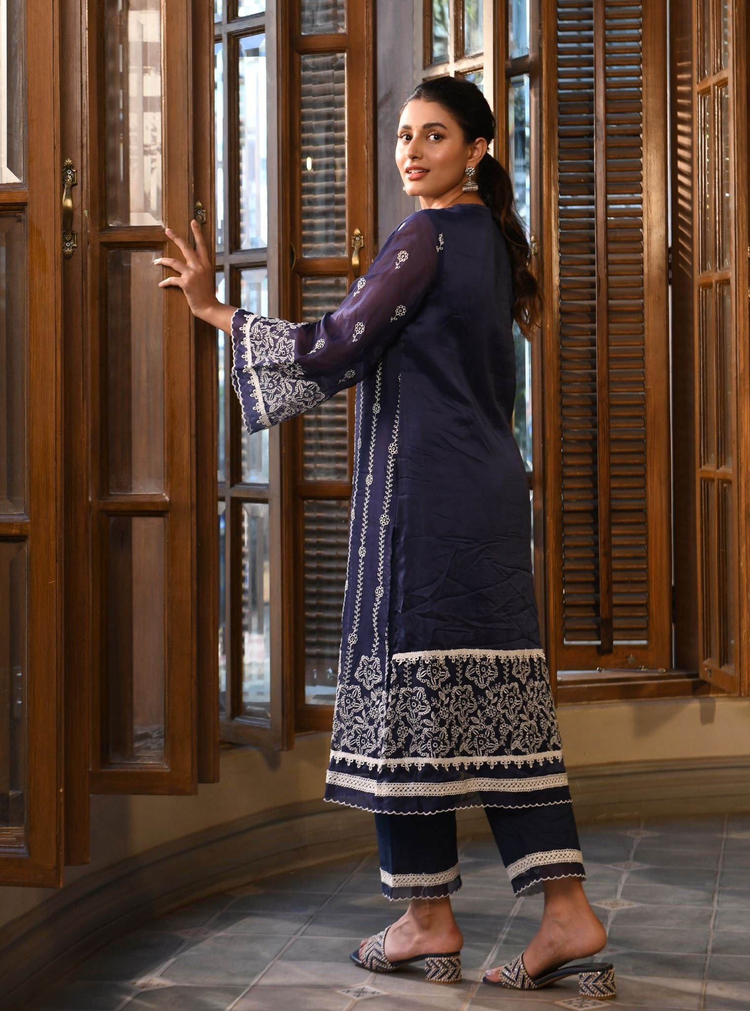 Parisa Organza Navy Kurta Set