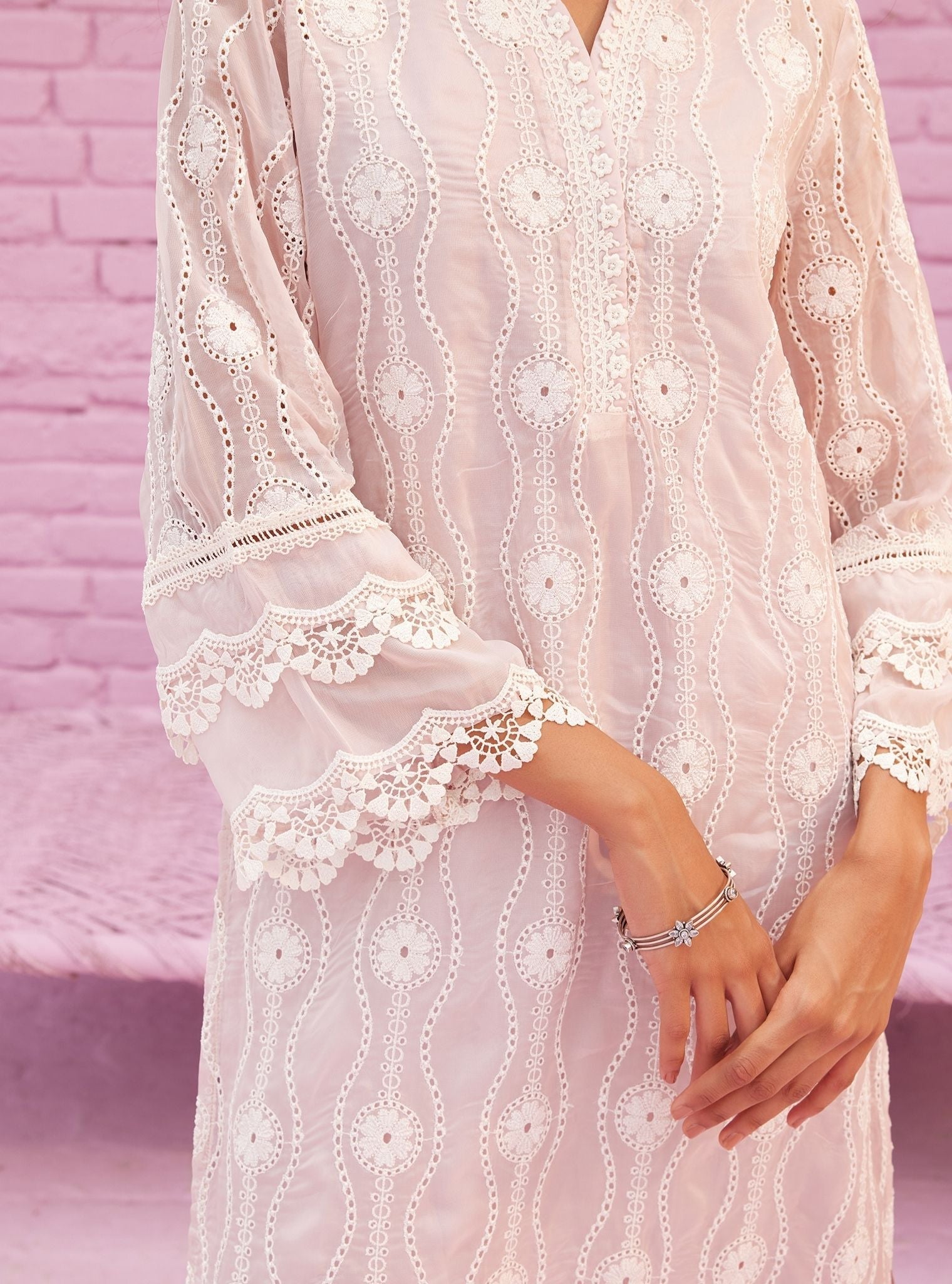 Izetta Organza Dusty Pink Kurta Set