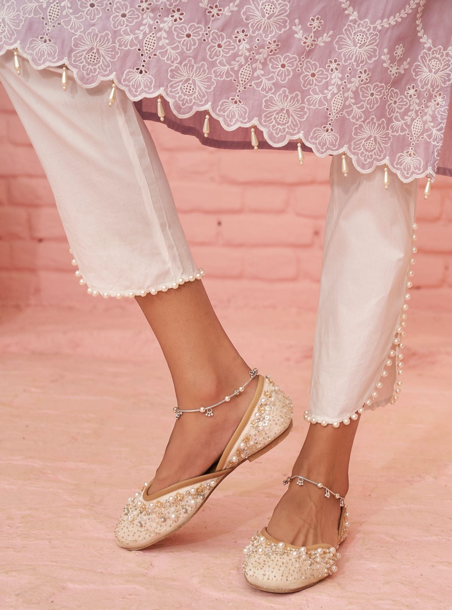 Mulmul Supima Cotton Kriya White Pant