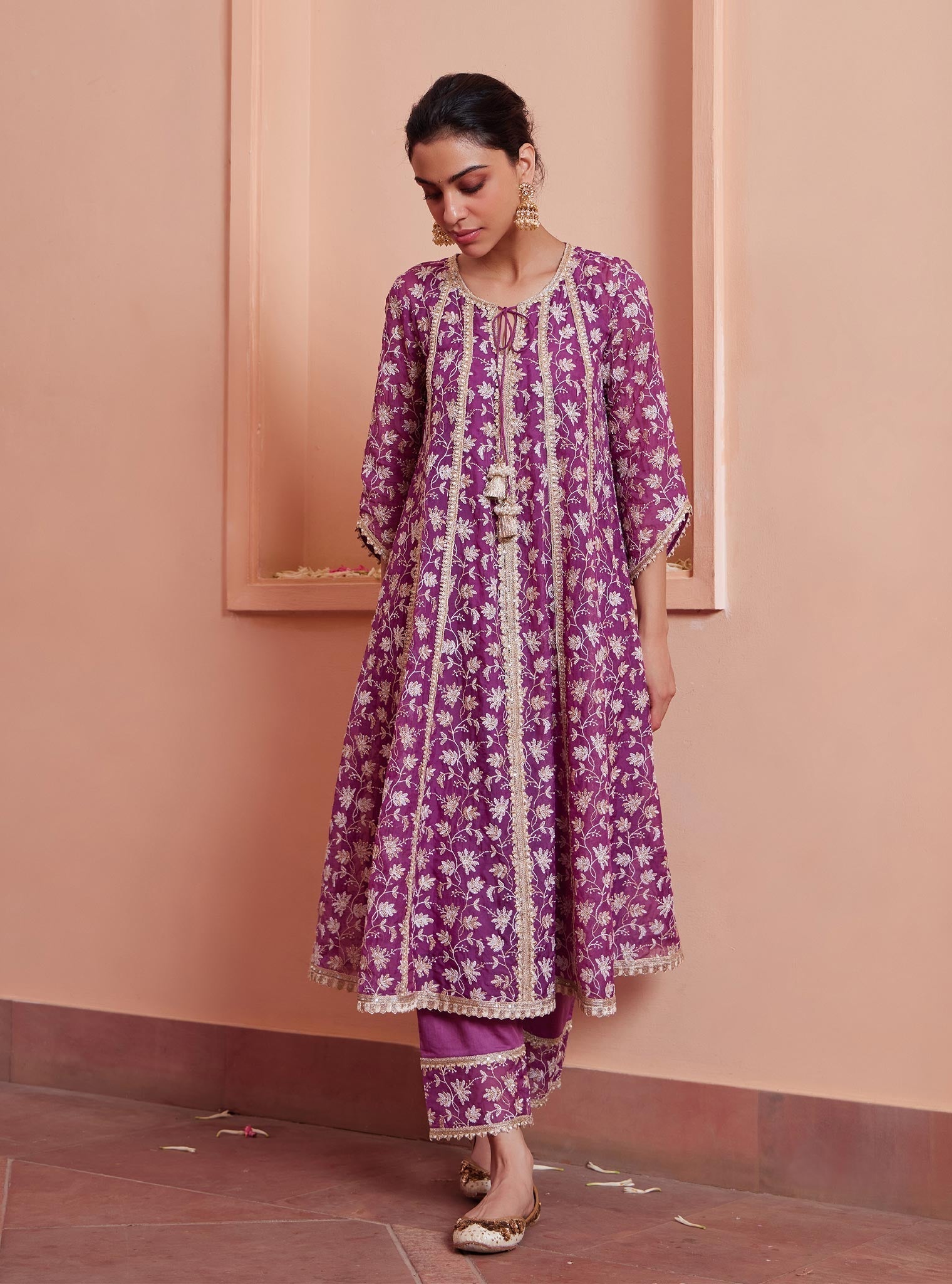 Jivya Organza Lilac Anarkali Kurta Set