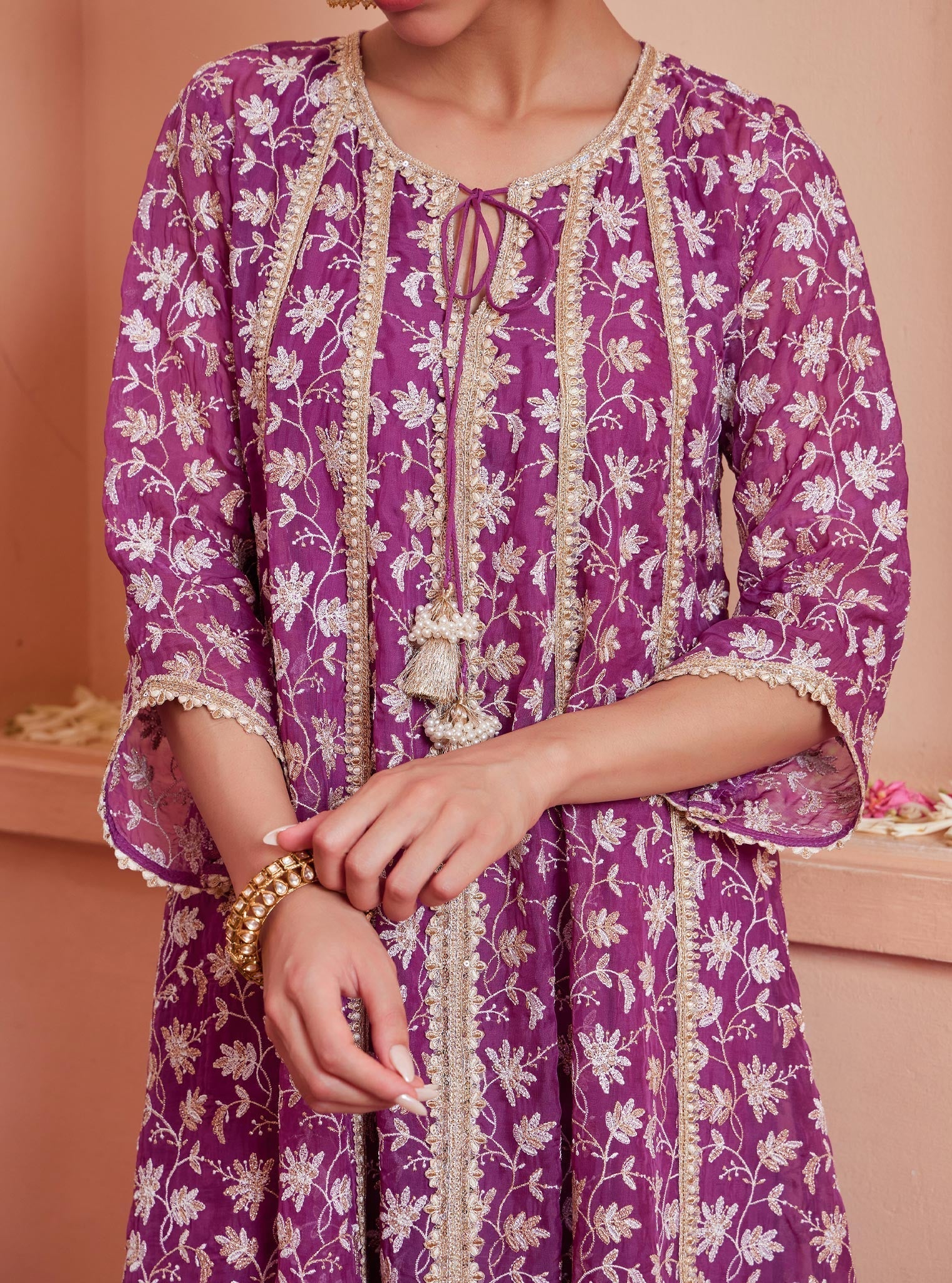 Jivya Organza Lilac Anarkali Kurta Set