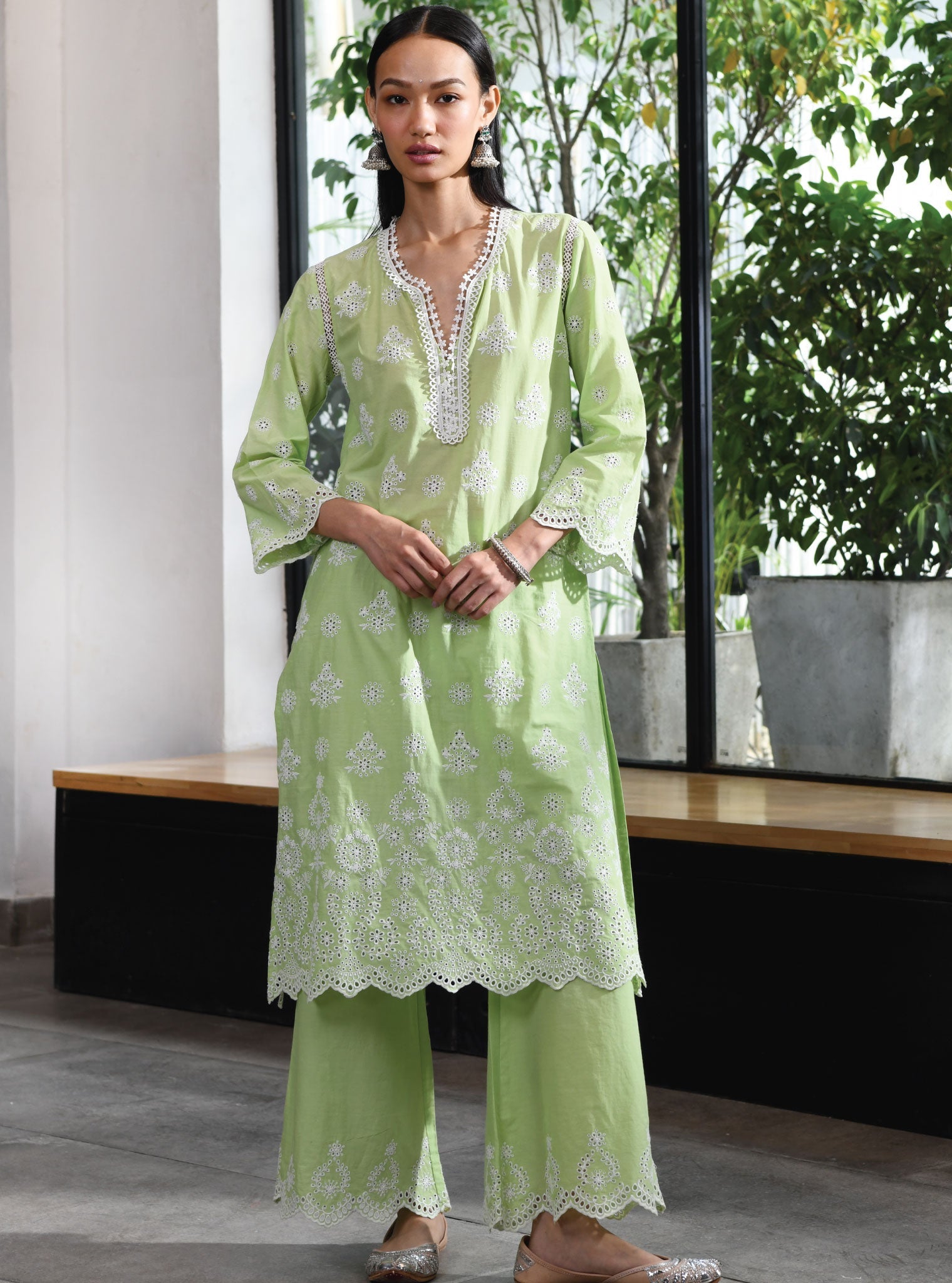 Ripon Supima Cotton Green Kurta Set