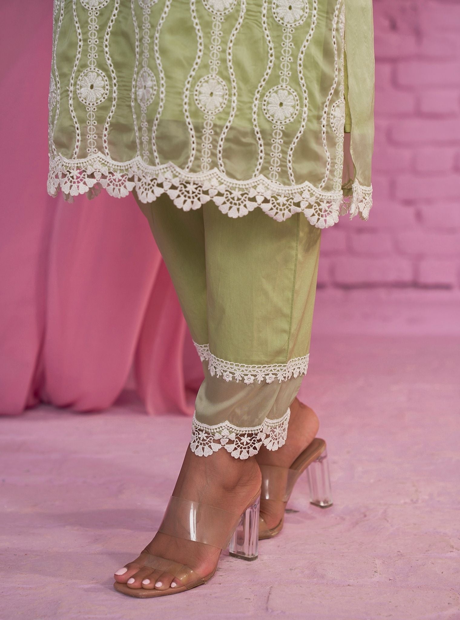 Izetta Organza Green Kurta Set