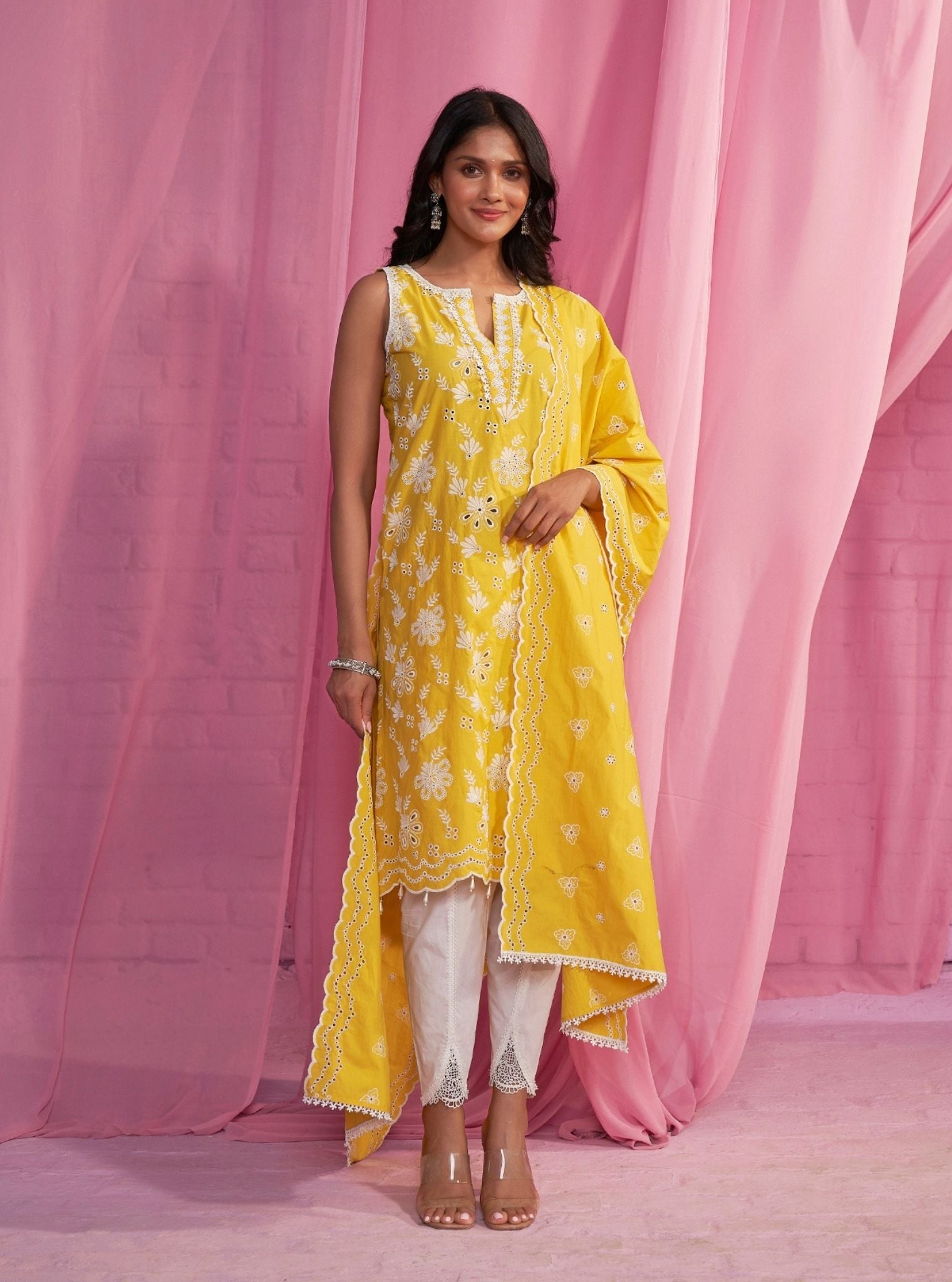 Neel Supima Cotton Yellow Kurta Set