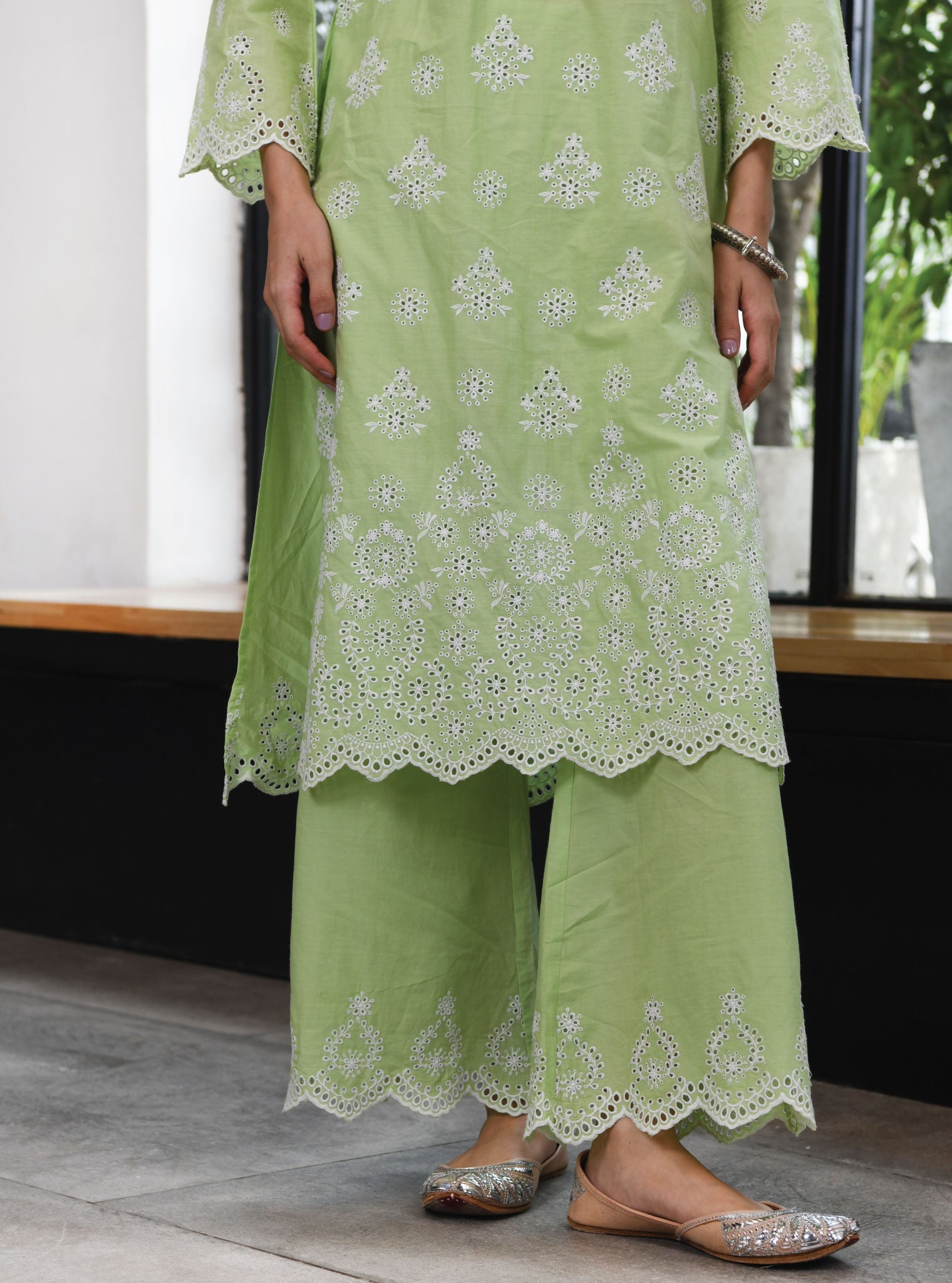Ripon Supima Cotton Green Kurta Set