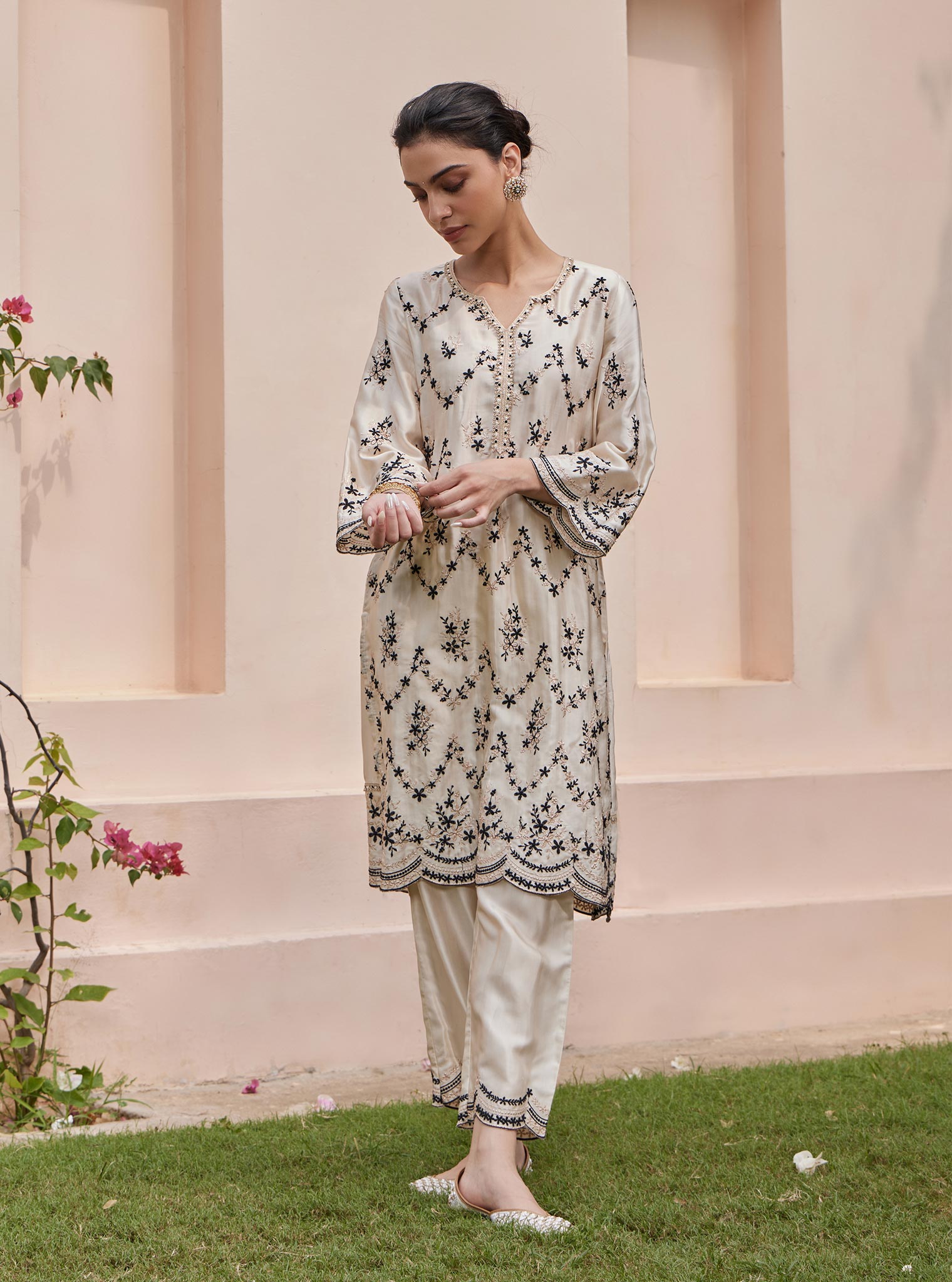 Valaya Cupro White Kurta Set