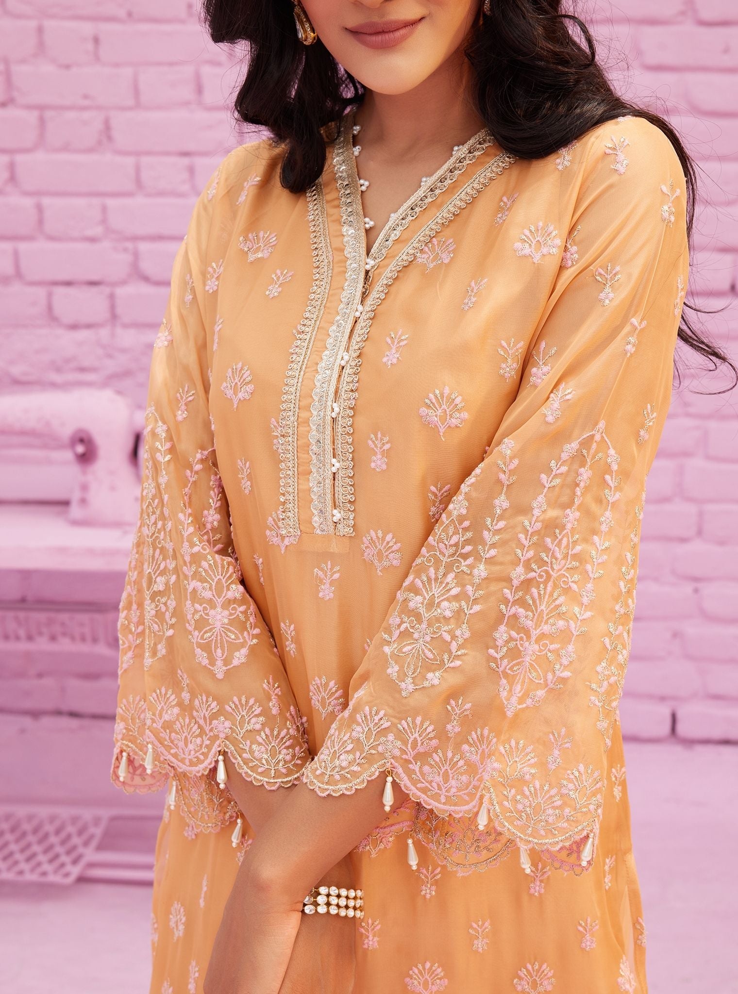Aulia Organza Orange Kurta Set