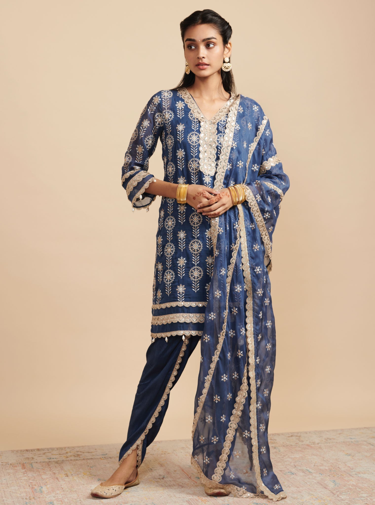 Surma Organza Navy Kurta Set
