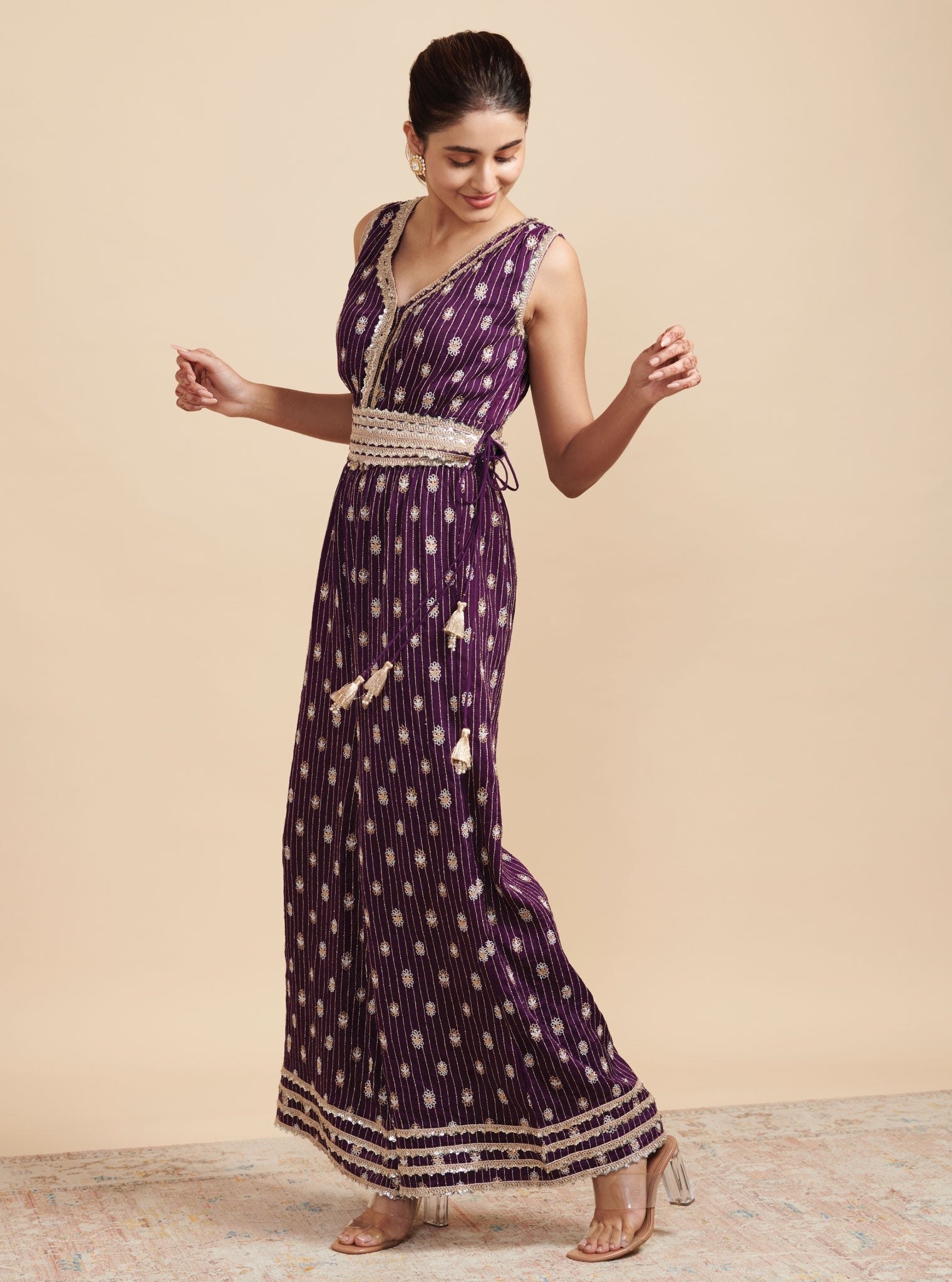 Raabta Silk Purple Jumpsuit