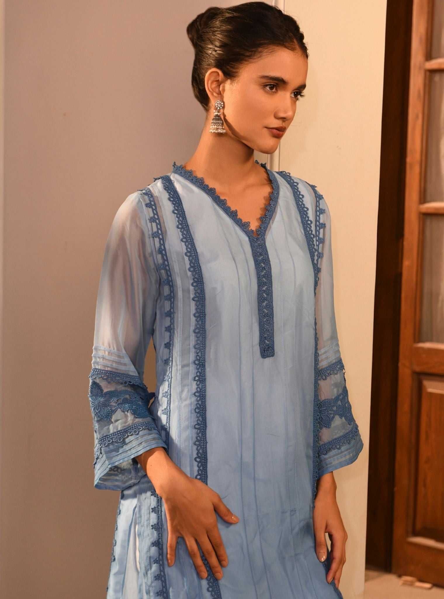 Vaya Organza Blue Kurta Set