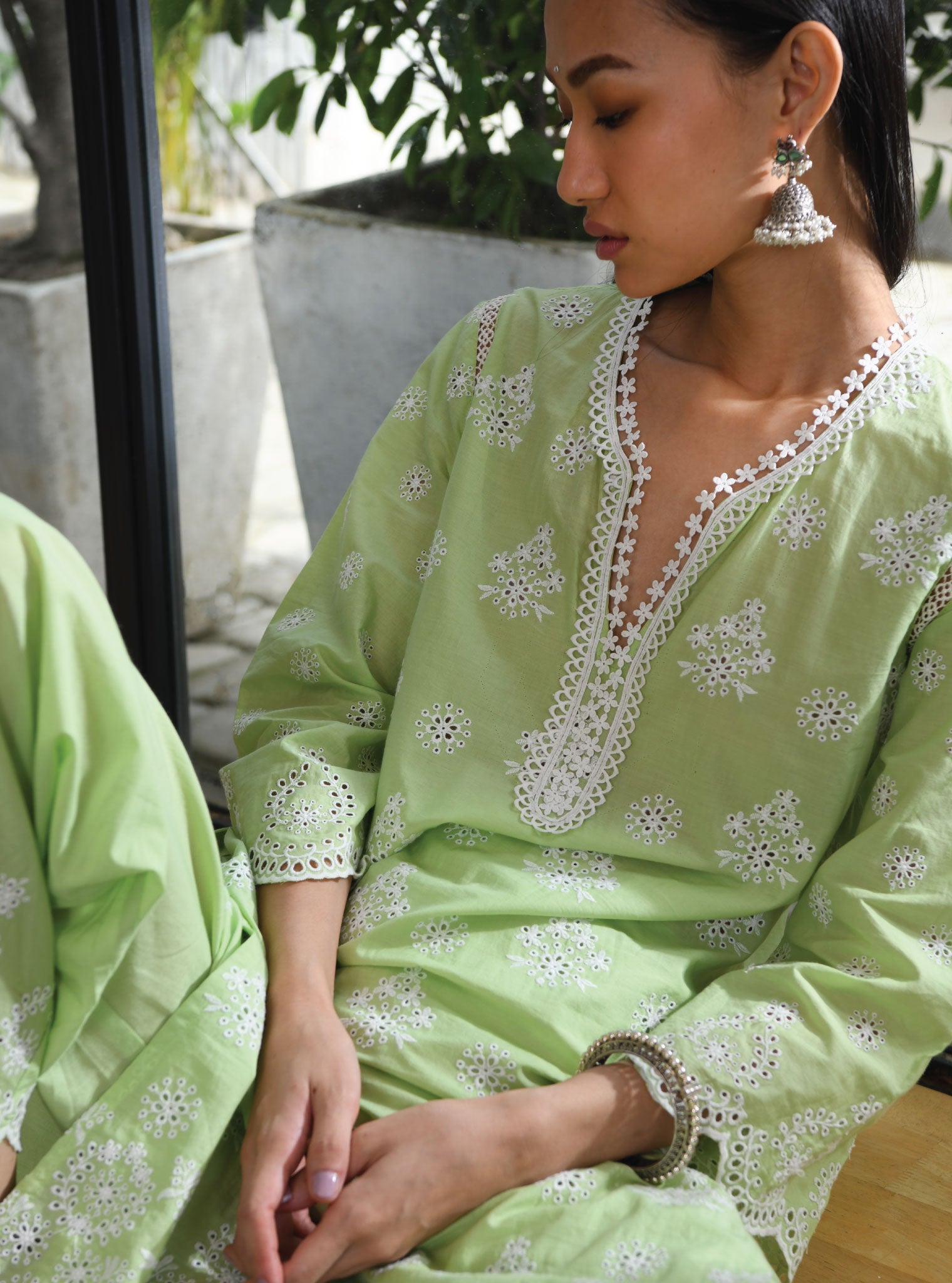 Ripon Supima Cotton Green Kurta Set