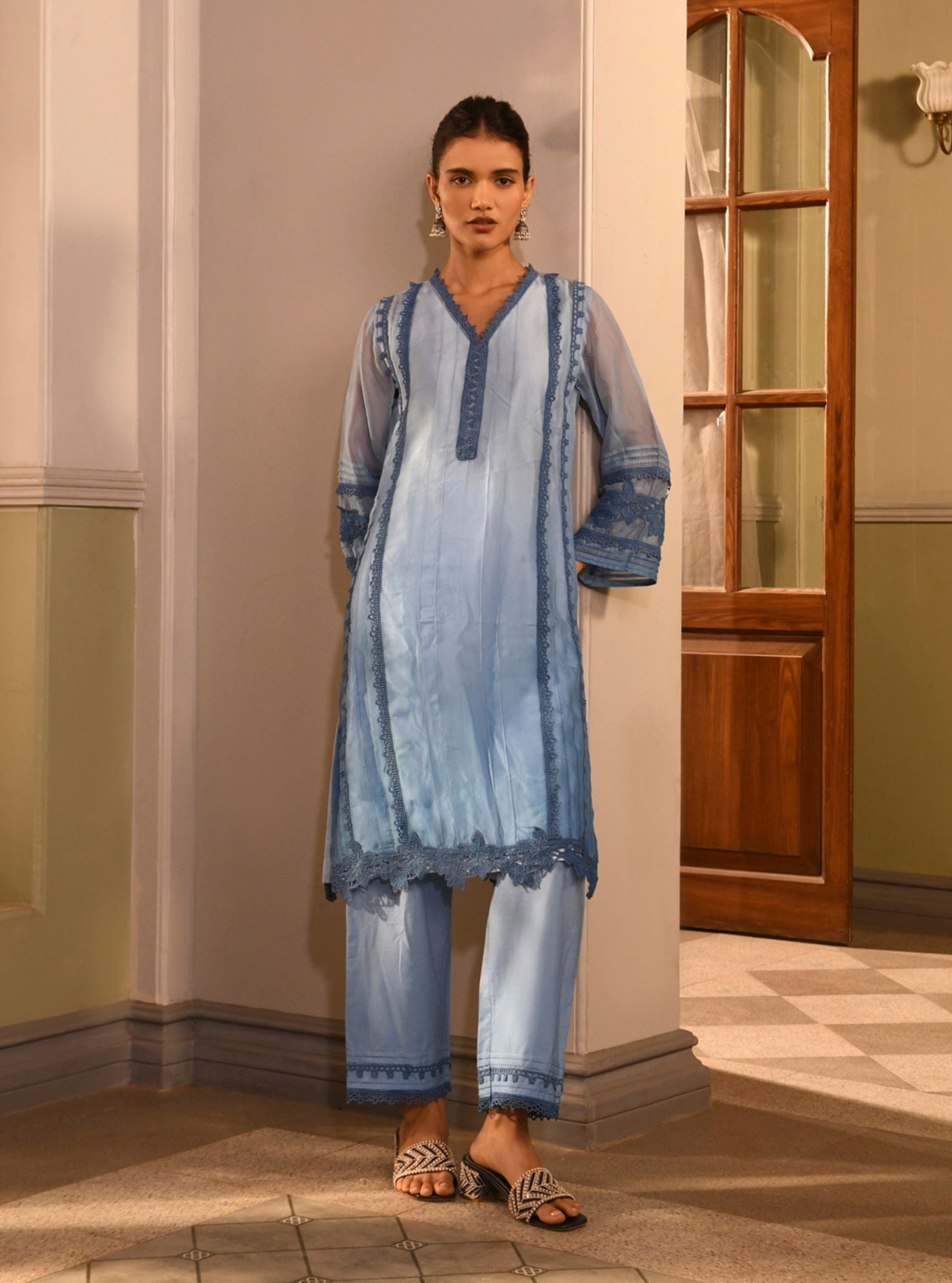 Vaya Organza Blue Kurta Set