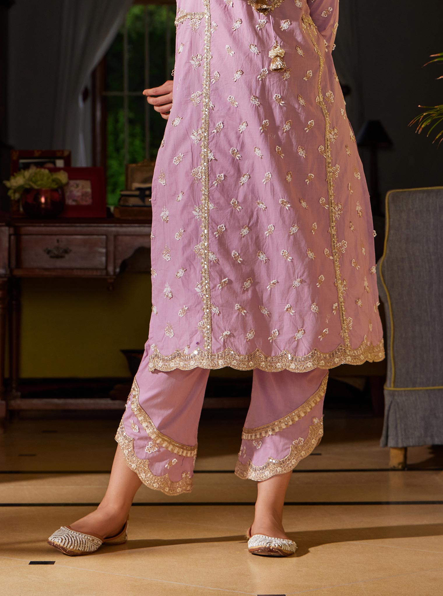 Mulmul Supima Cotton Adah Lilac Pant