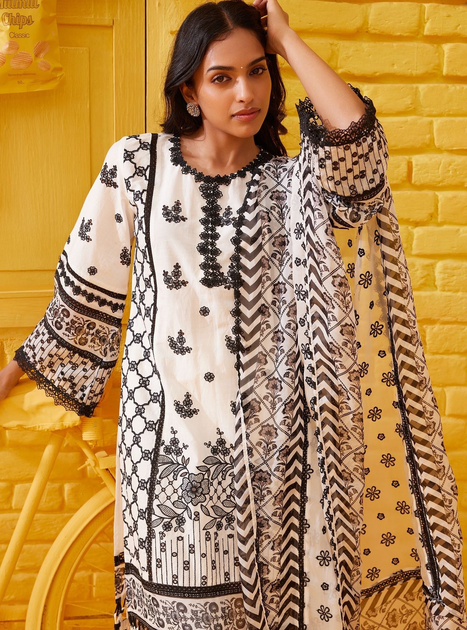 Dhitya Supima Cotton Off White Kurta Set