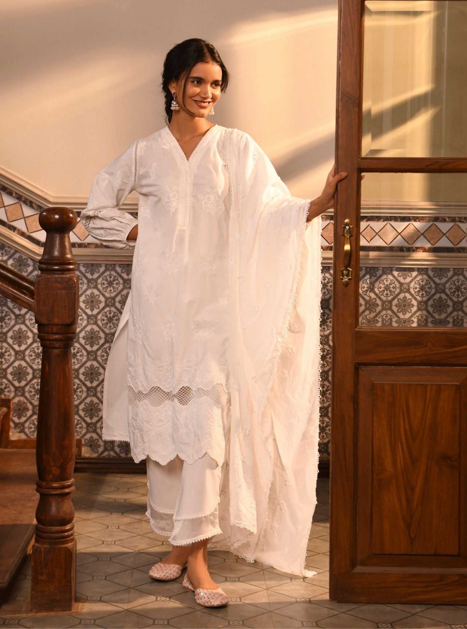 Giti Supima Cotton White Kurta Set
