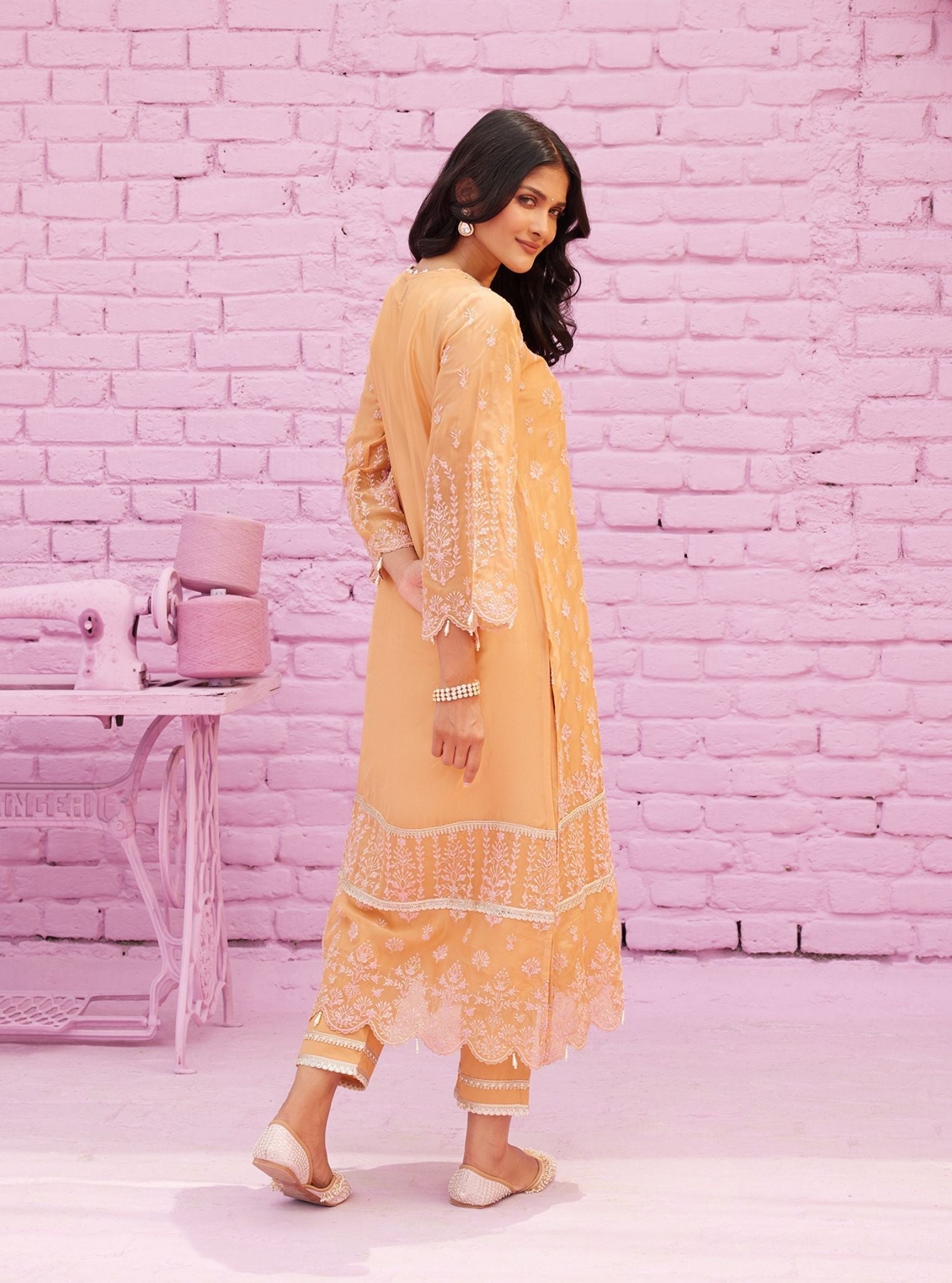 Aulia Organza Orange Kurta Set