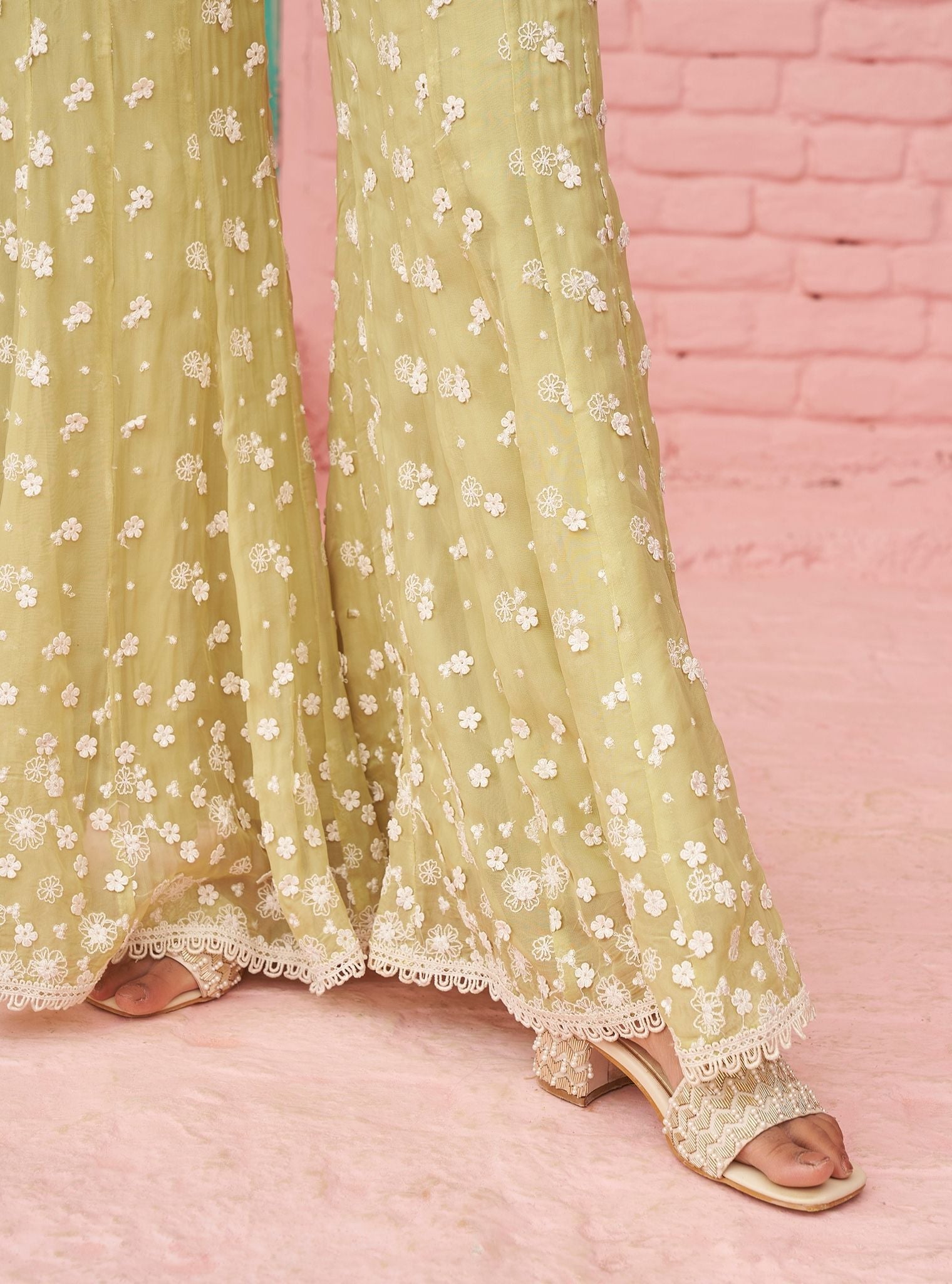 Tilly Organza Lime Green Co-ord Set