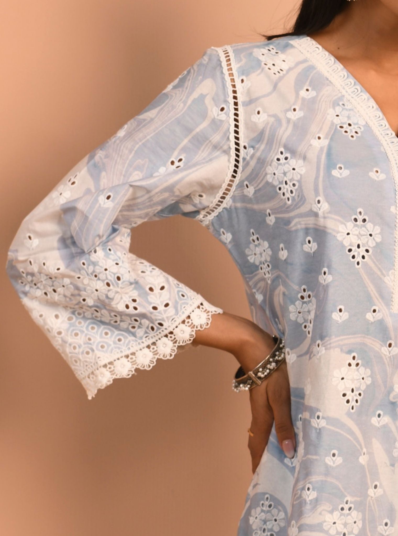 Opal Marble Supima Cotton Blue Kurta Set