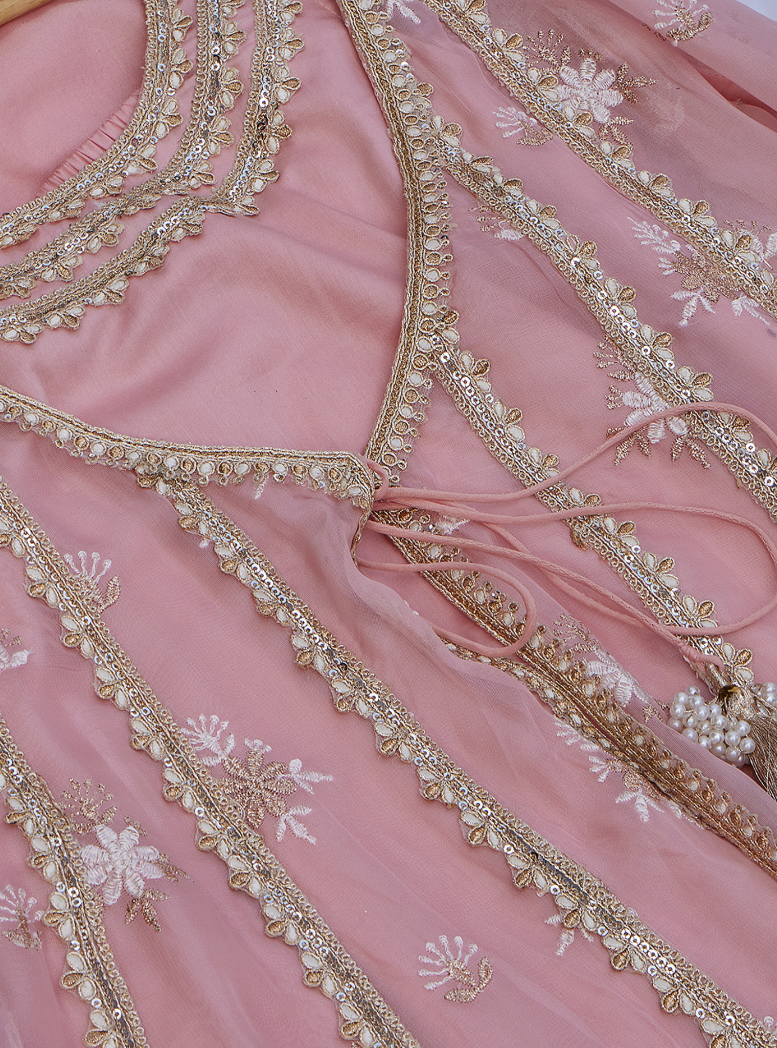 Agira Organza Pink Anarkali Kurta Set