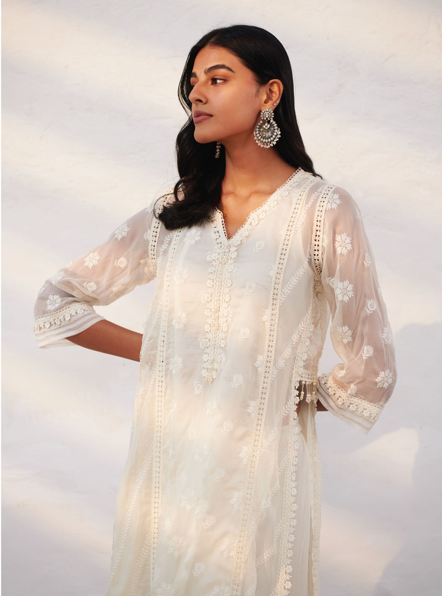Armagh Organza Off White Kurta with Sharara Set