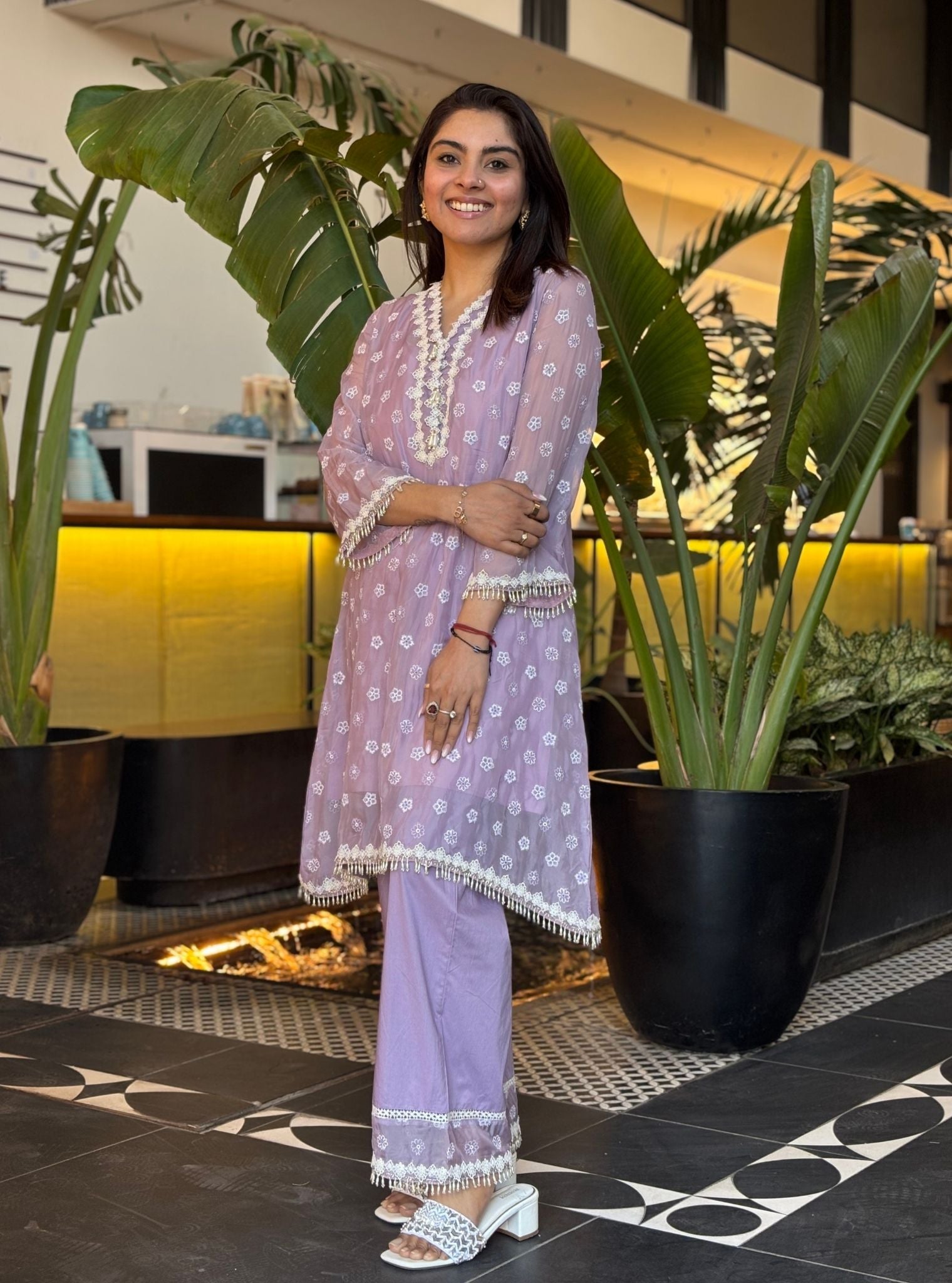 Hariette Organza Lilac Kurta Set