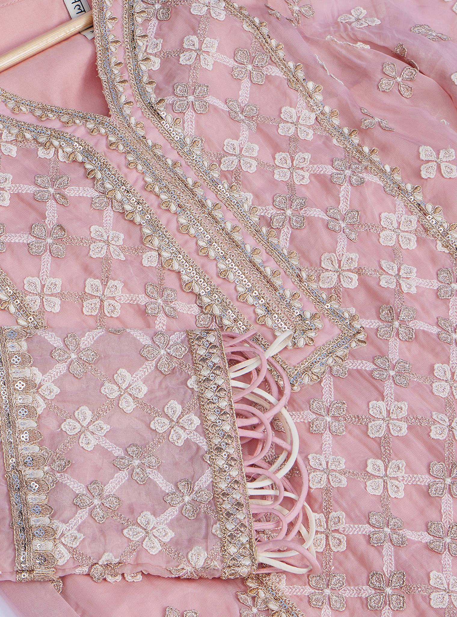 Citra Organza Pink Kurta with Skirt Set