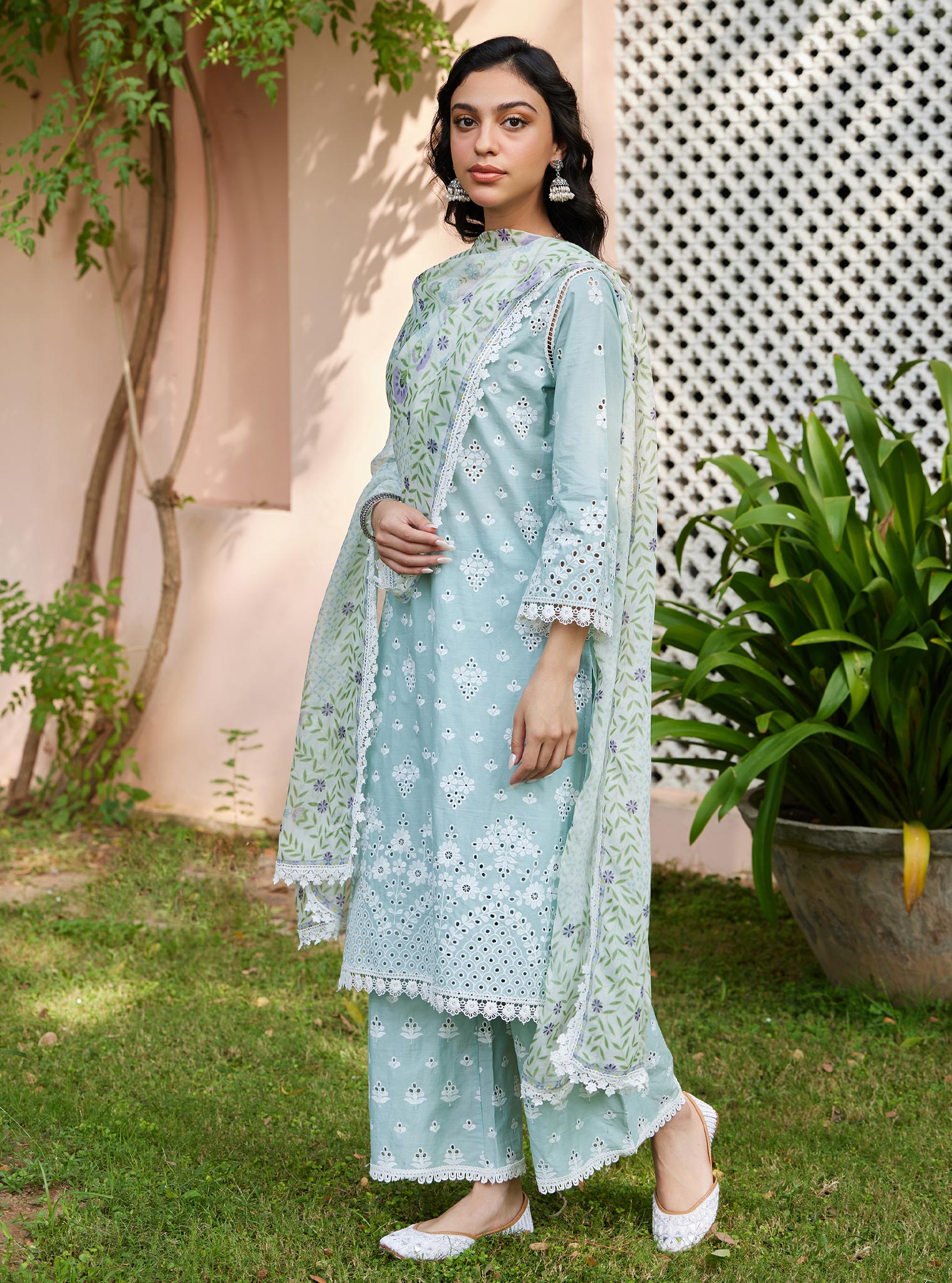 Peehu Supima Cotton Light Blue Kurta Set