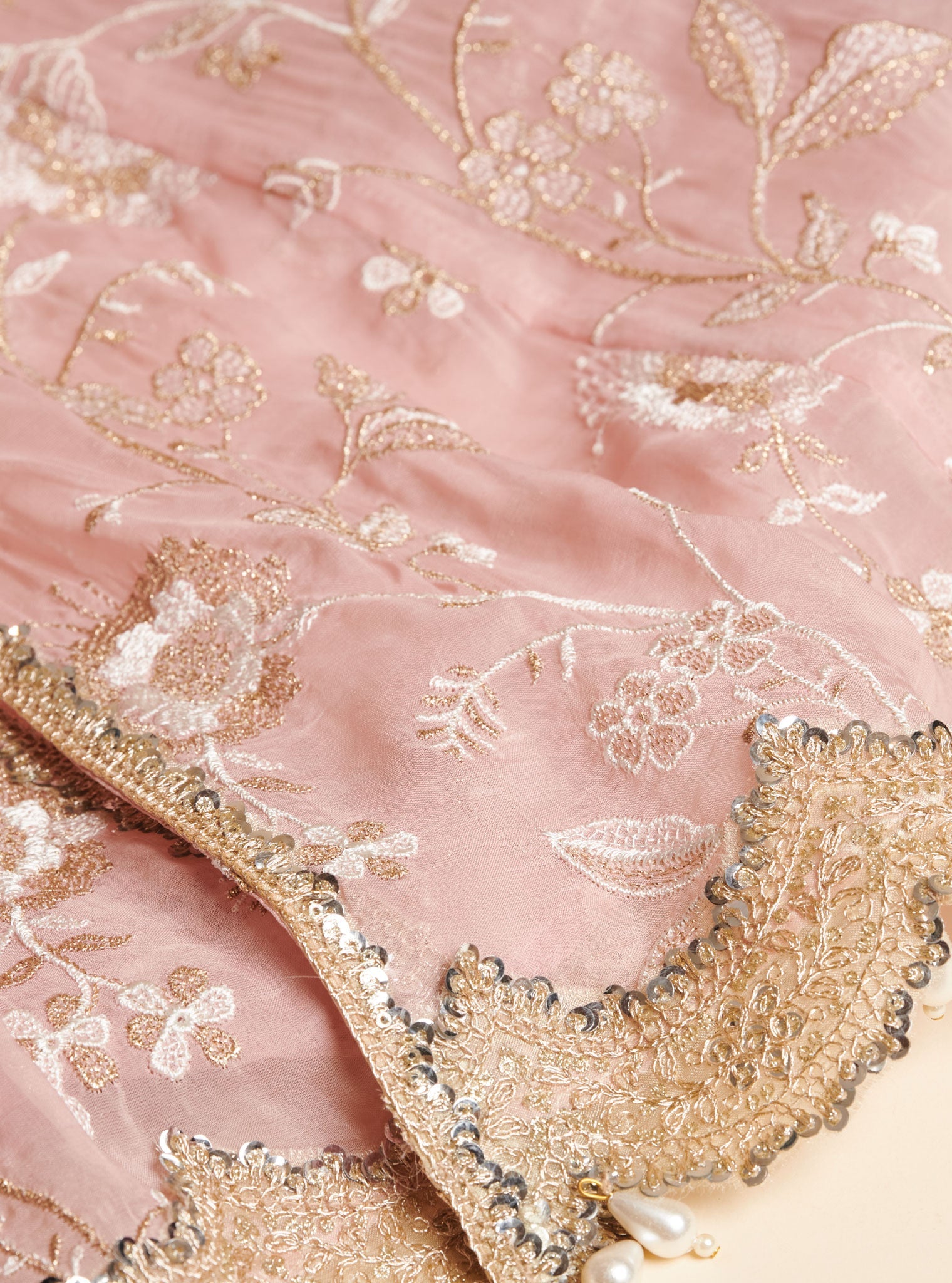 Lashkara Organza Short Anarkali Pink Kurta with Sharara Set