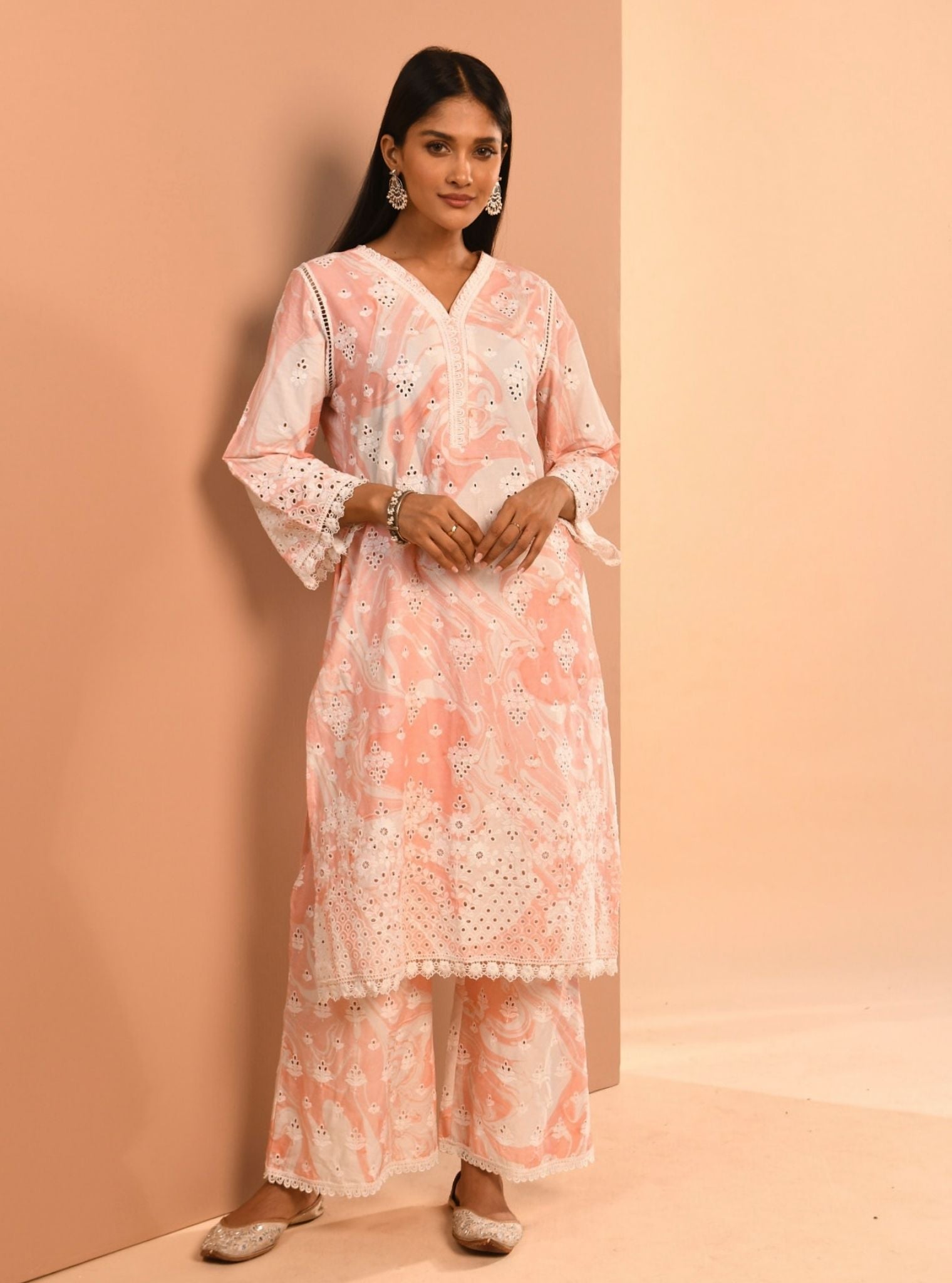 Opal Marble Supima Cotton Pink Kurta Set