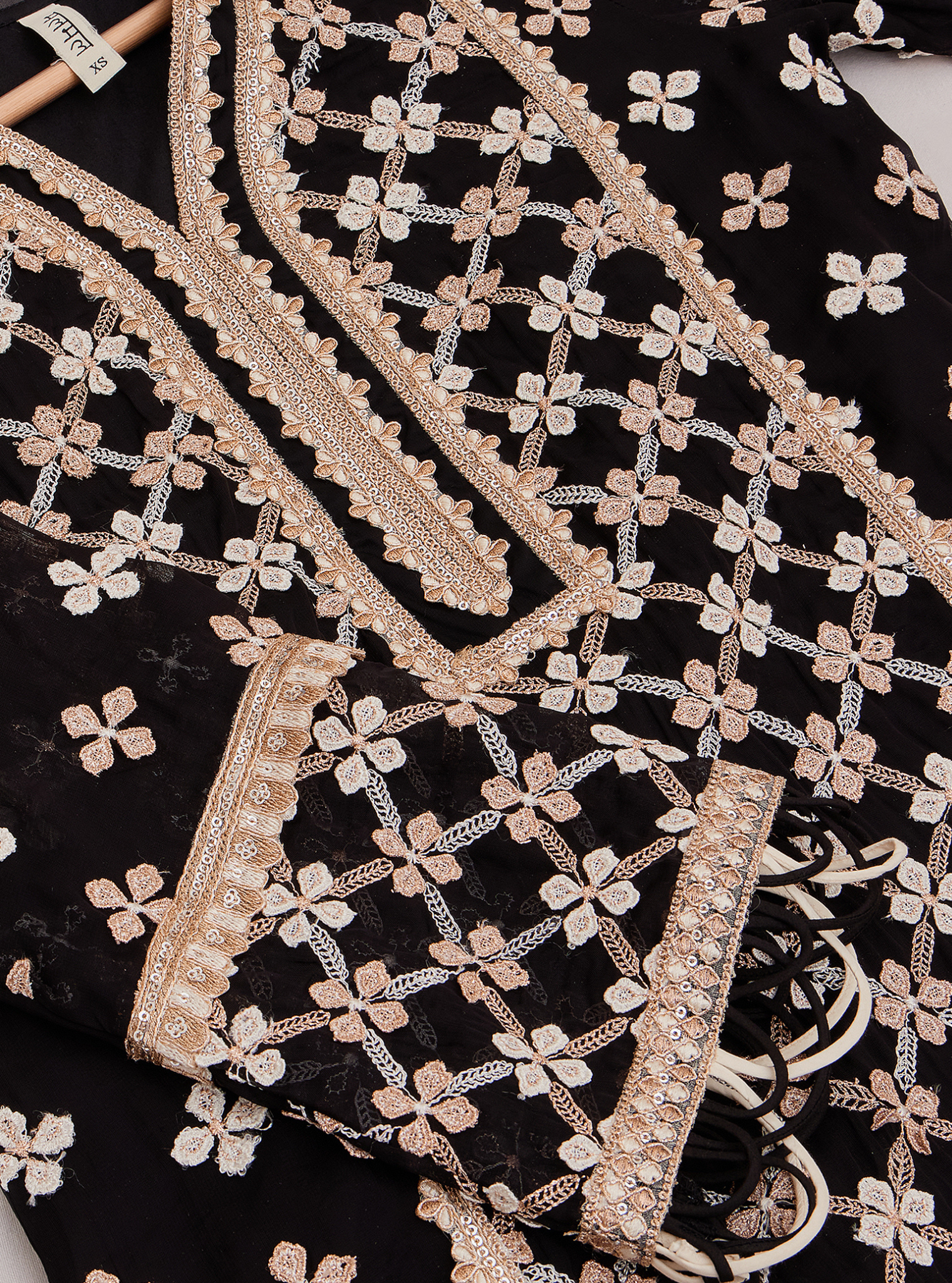 Citra Organza Black Kurta with Skirt Set