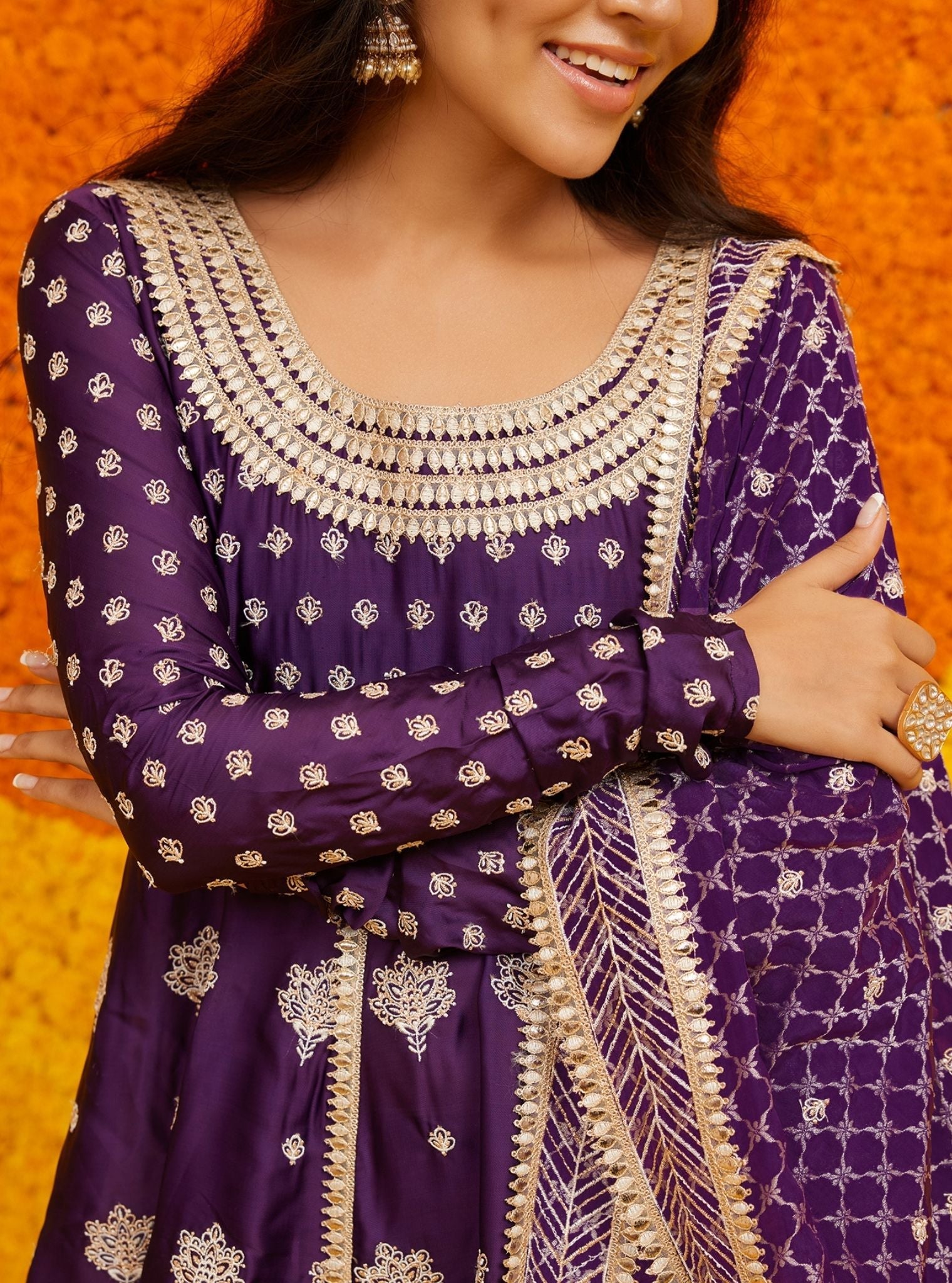 Palki Organza Satin Purple Pant