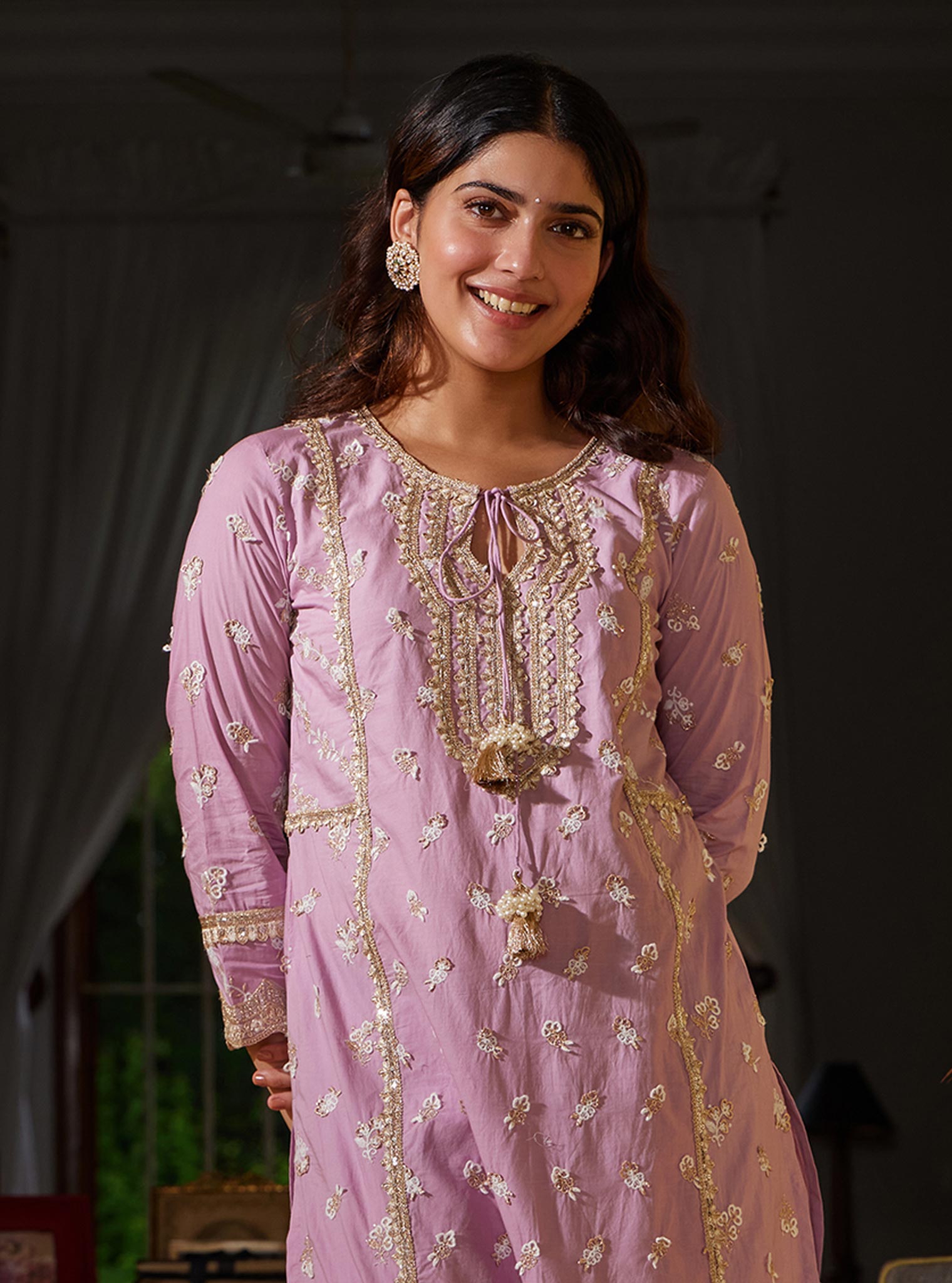 Adah Supima Cotton Lilac Kurta Set
