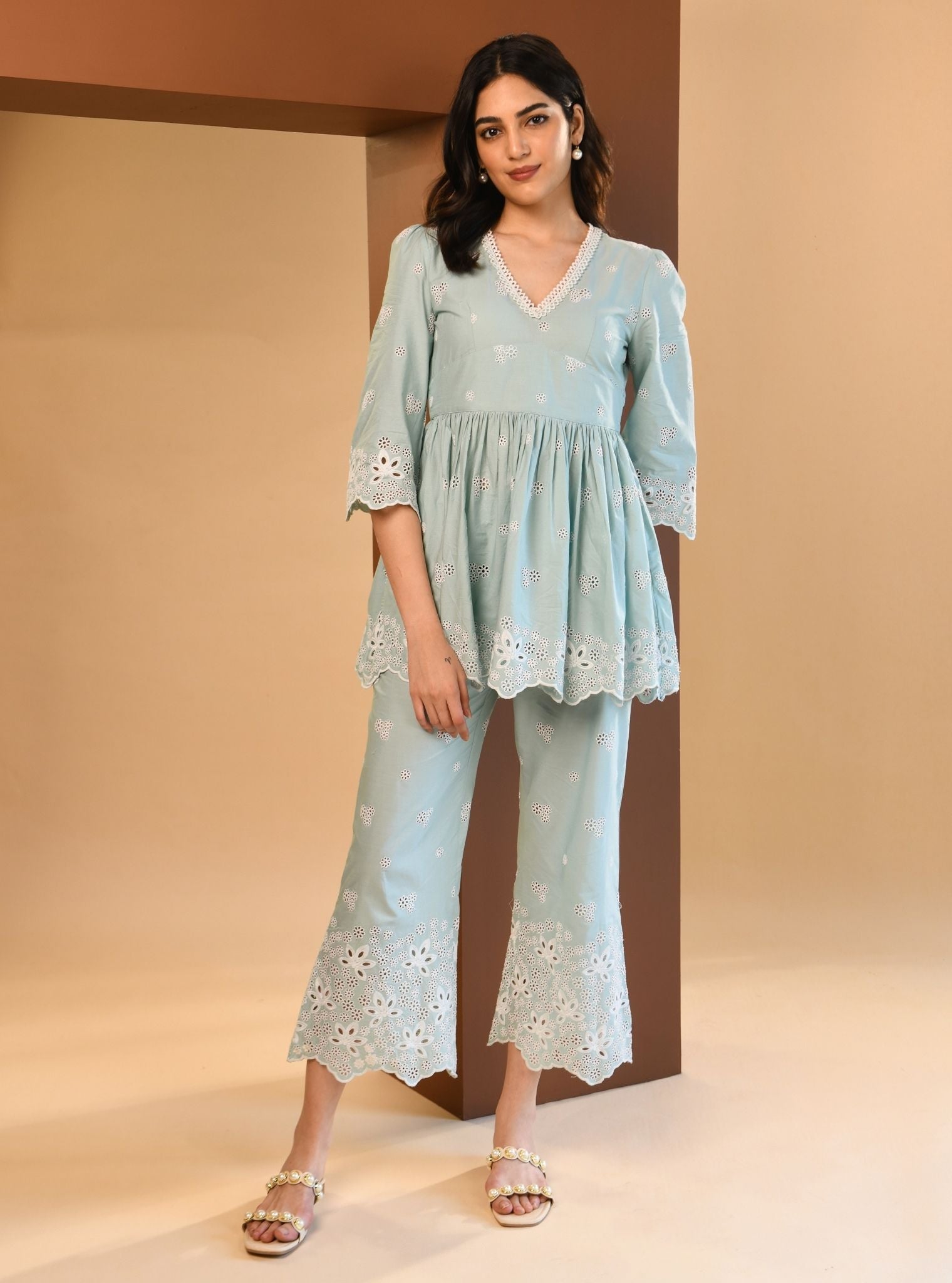 Ayn Supima Cotton Teal Blue Co-ord Set