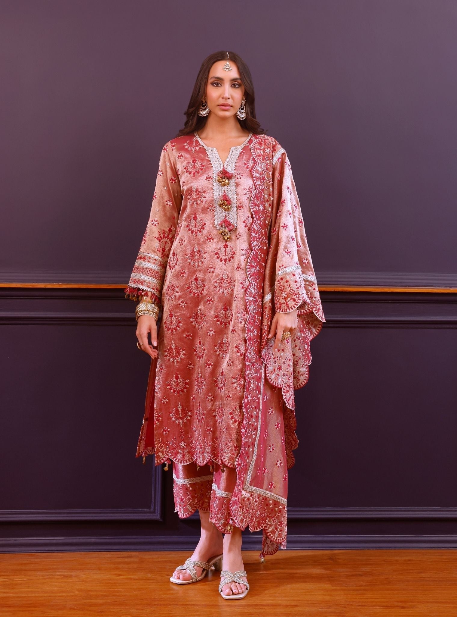 Amie Tissue Fuschia Kurta Set