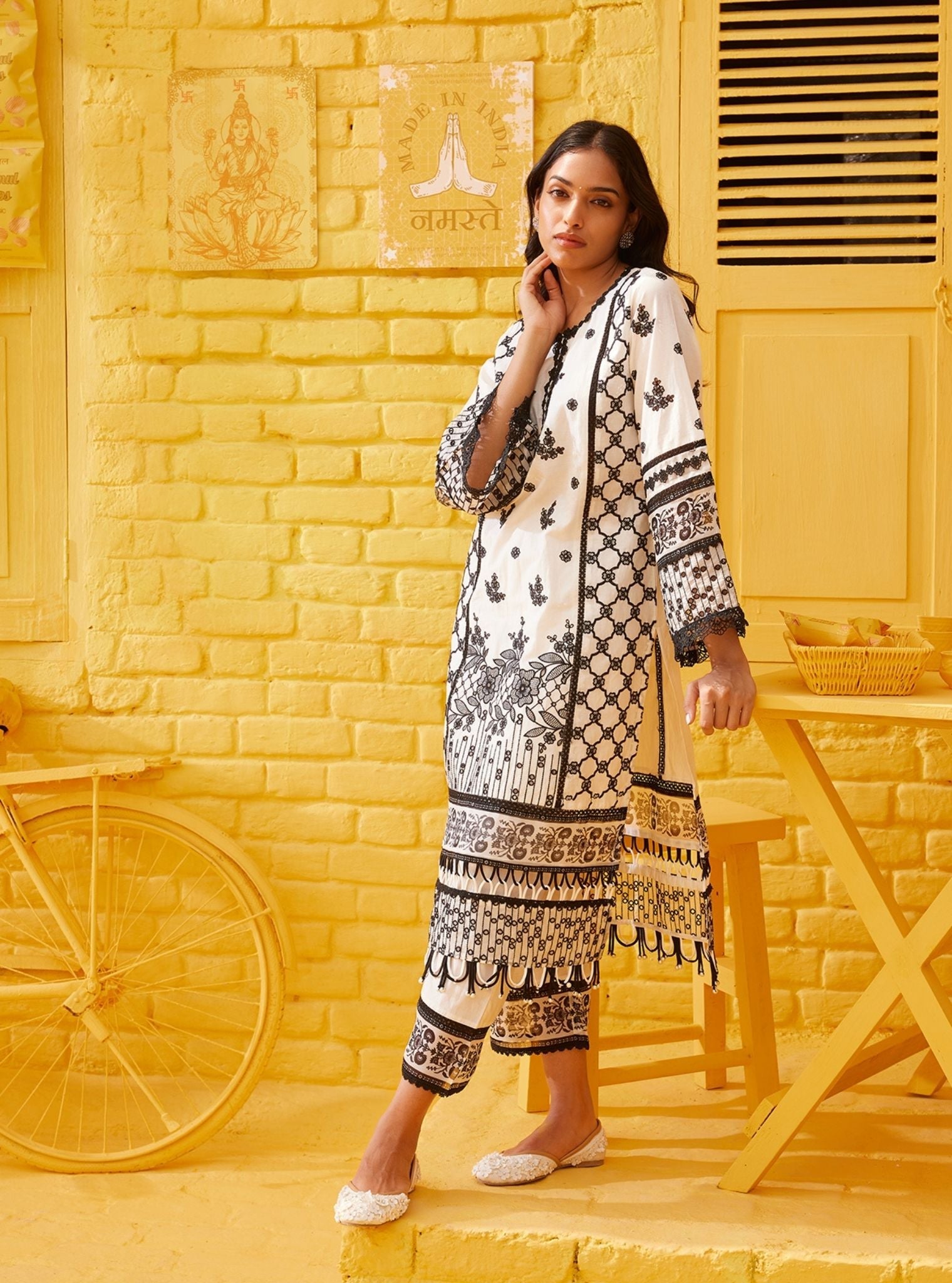 Dhitya Supima Cotton Off White Kurta Set