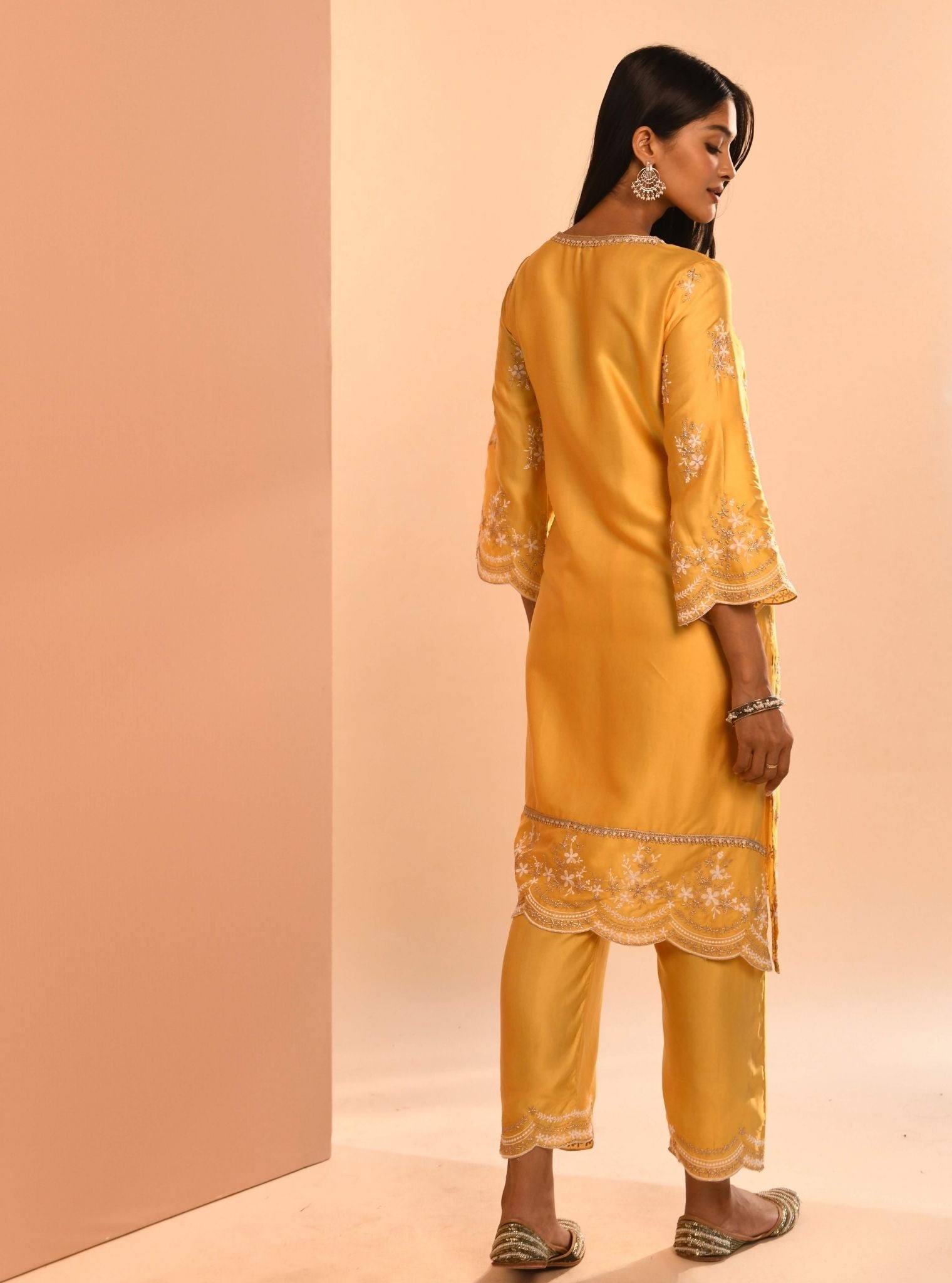 Valaya Cupro Yellow Kurta Set