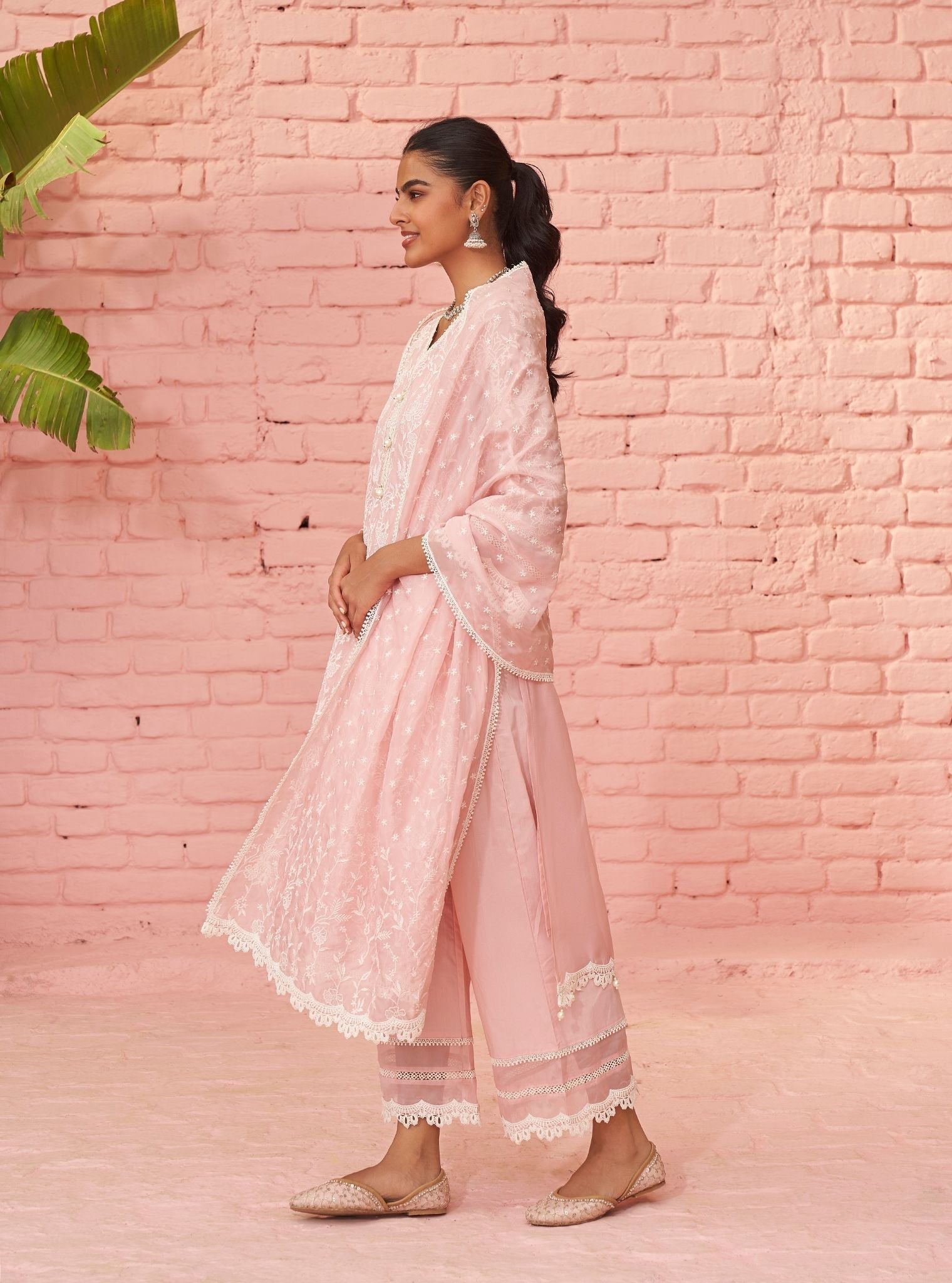 Cahya Organza Pink Kurta Set
