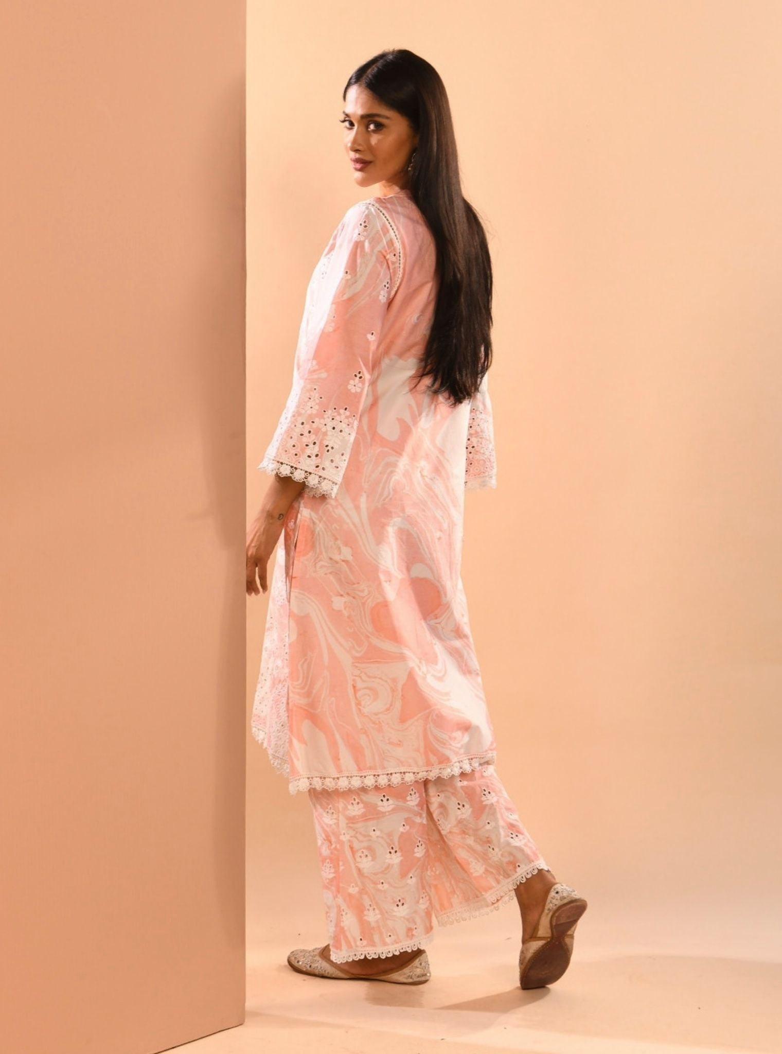Opal Marble Supima Cotton Pink Kurta Set