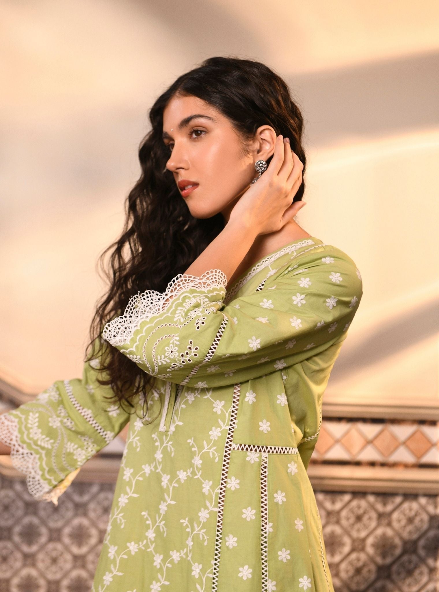 Kiana Supima Cotton Light Green Kurta Set