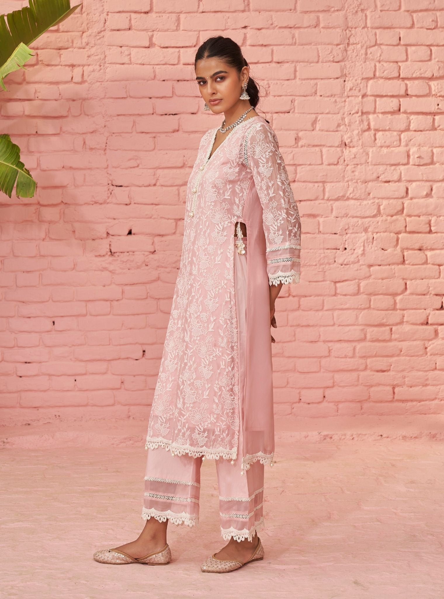 Cahya Organza Pink Kurta Set